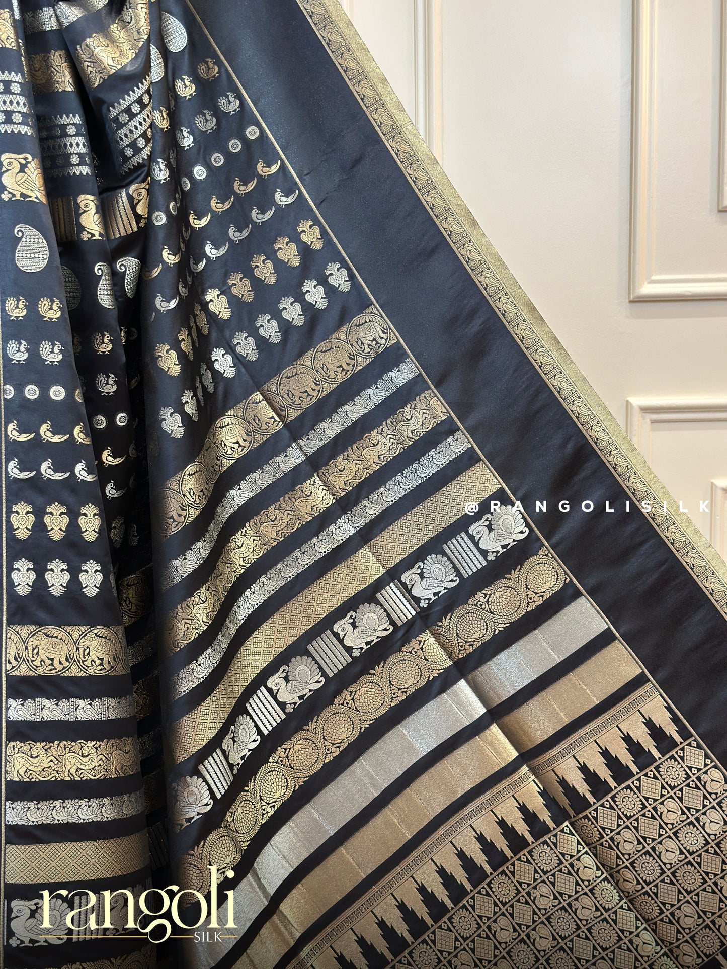 Elegant Black Semi Silk Saree with Rich Zari - Post 548