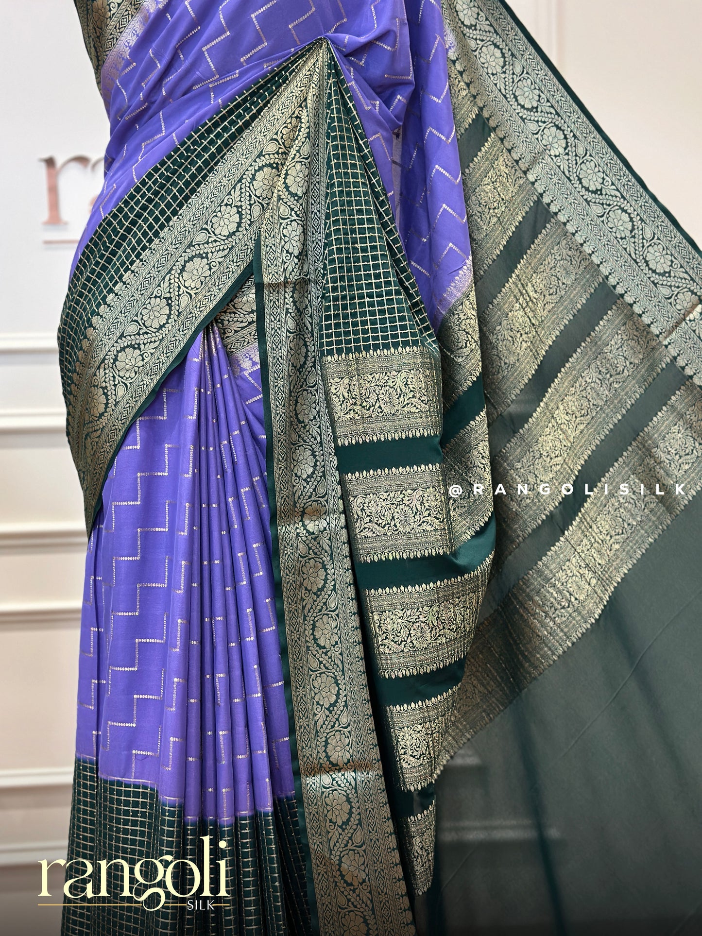 Semi Mysore Silk Saree in Half and Half Pattern - Post 443