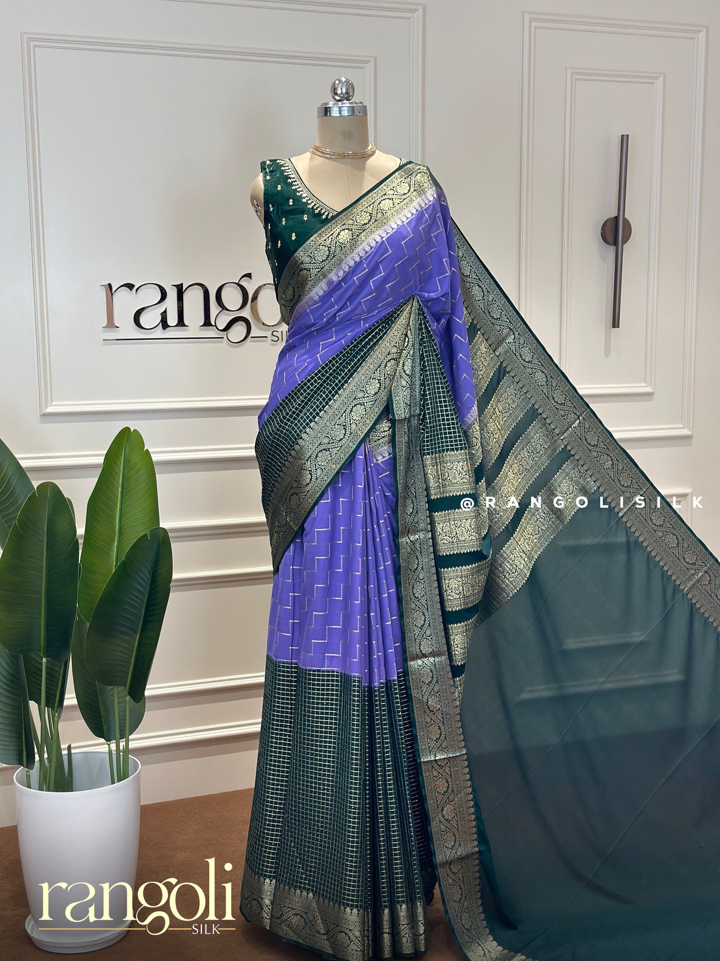 Semi Mysore Silk Saree in Half and Half Pattern - Post 443