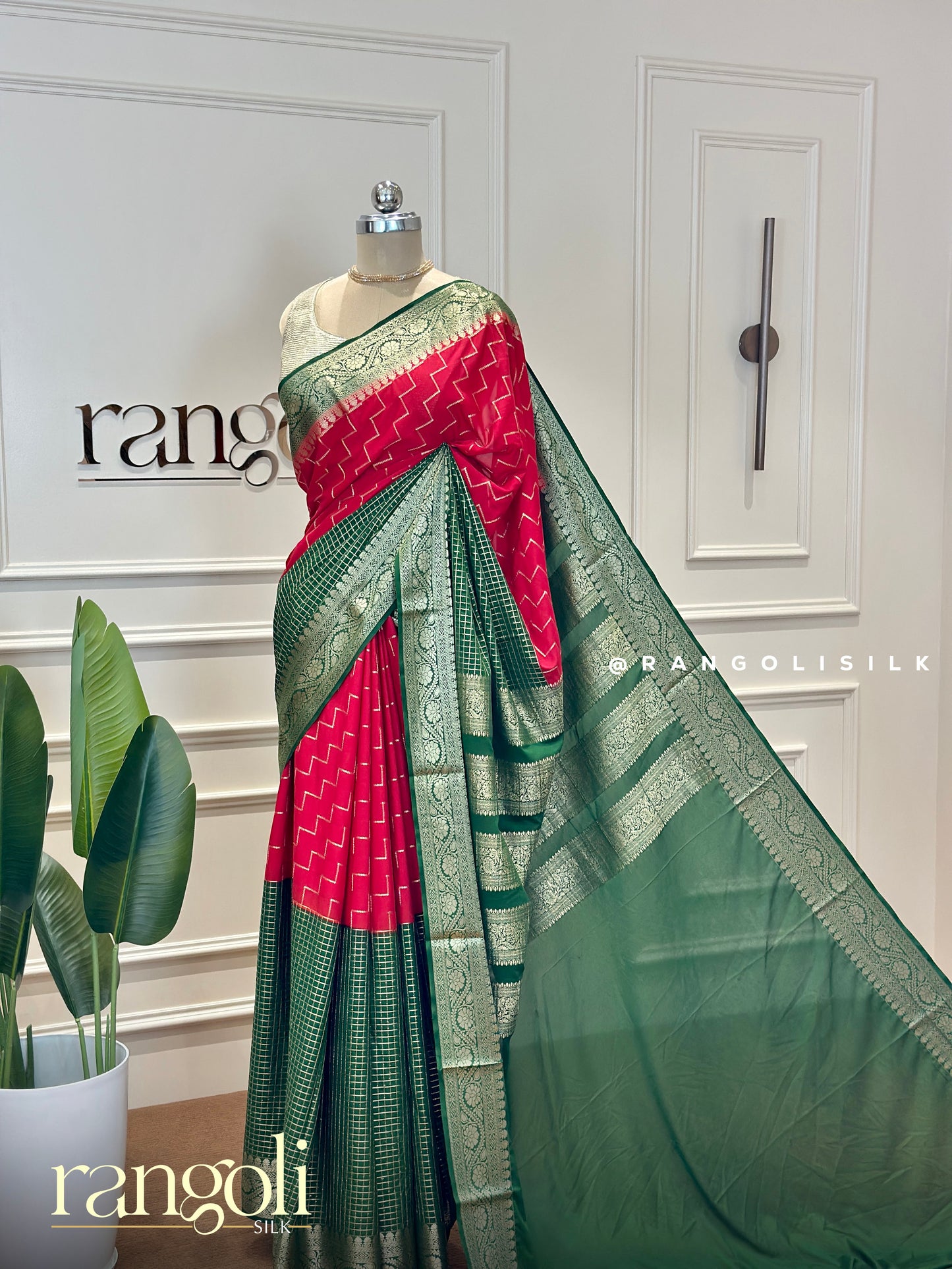 Semi Mysore Silk Saree in Half and Half Pattern - Post 443