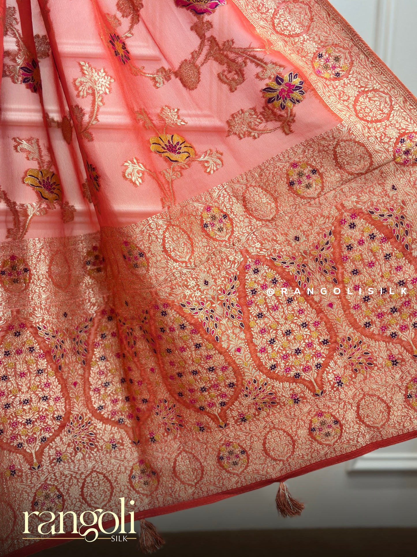 Regal Banarasi Silk Saree with Floral Motifs - Post 728
