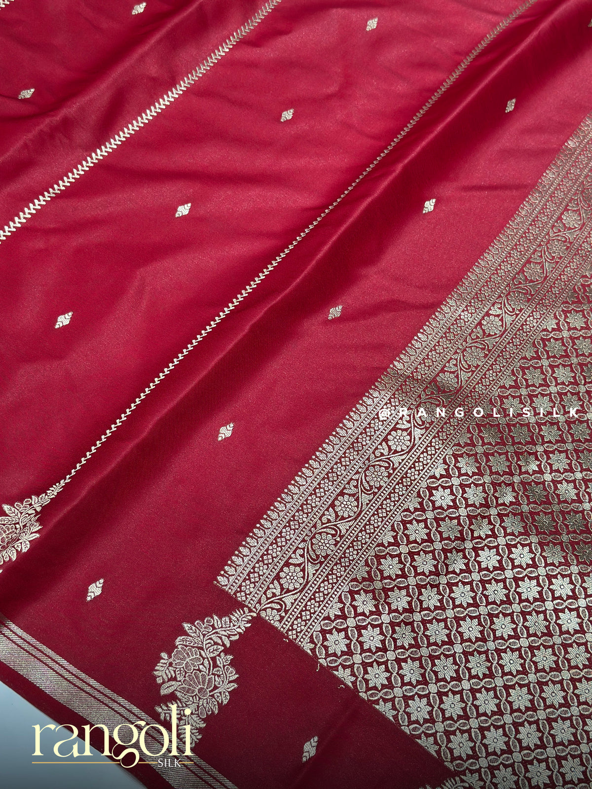 Gajji Silk Saree with Woven Silver Zari Motifs & Rich Pallu - Post 1060