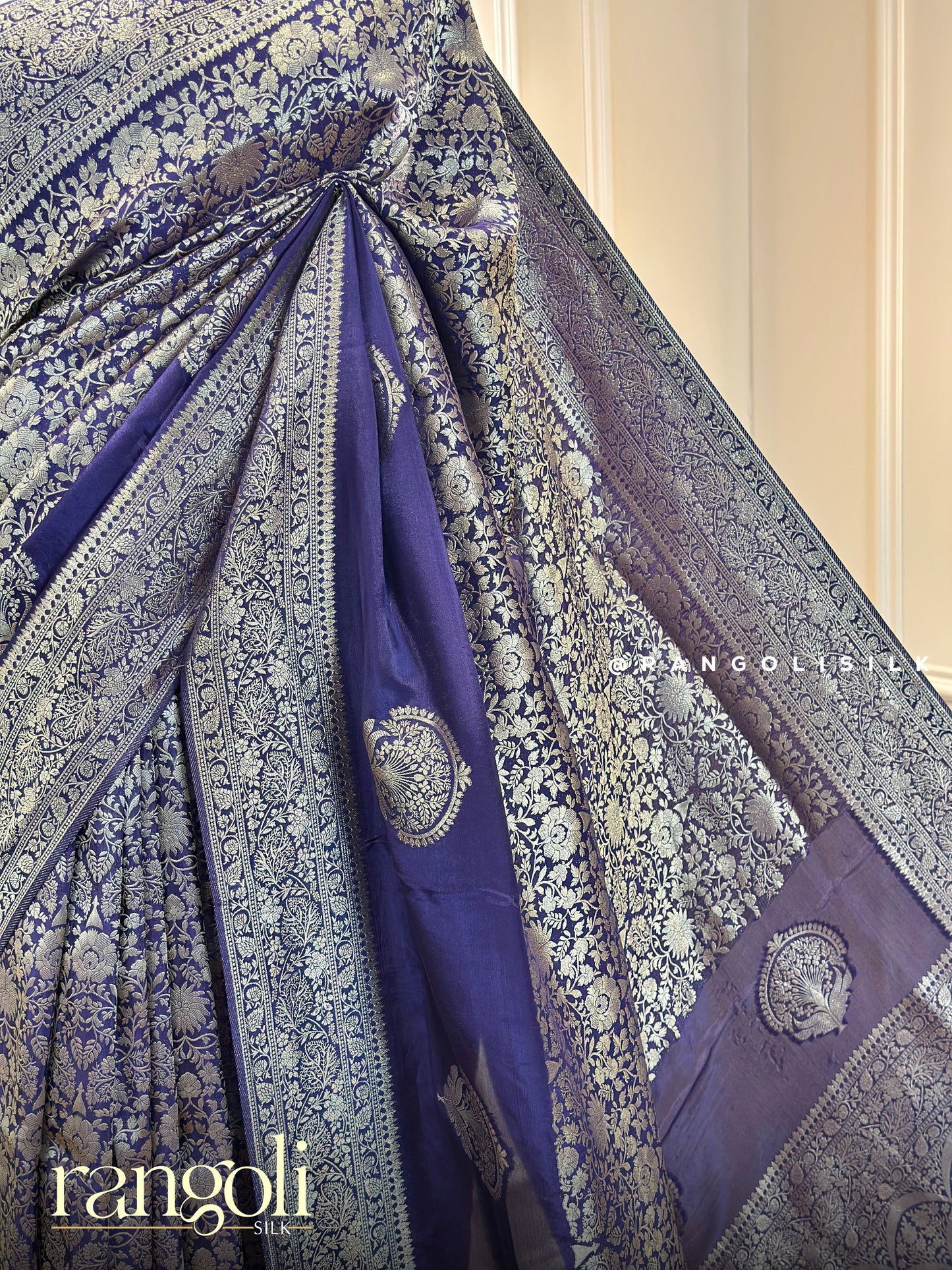Royal Purple Banaras Saree with Silver Zari Floral Jaal Weaving & Rich Designer Pallu - Post 963