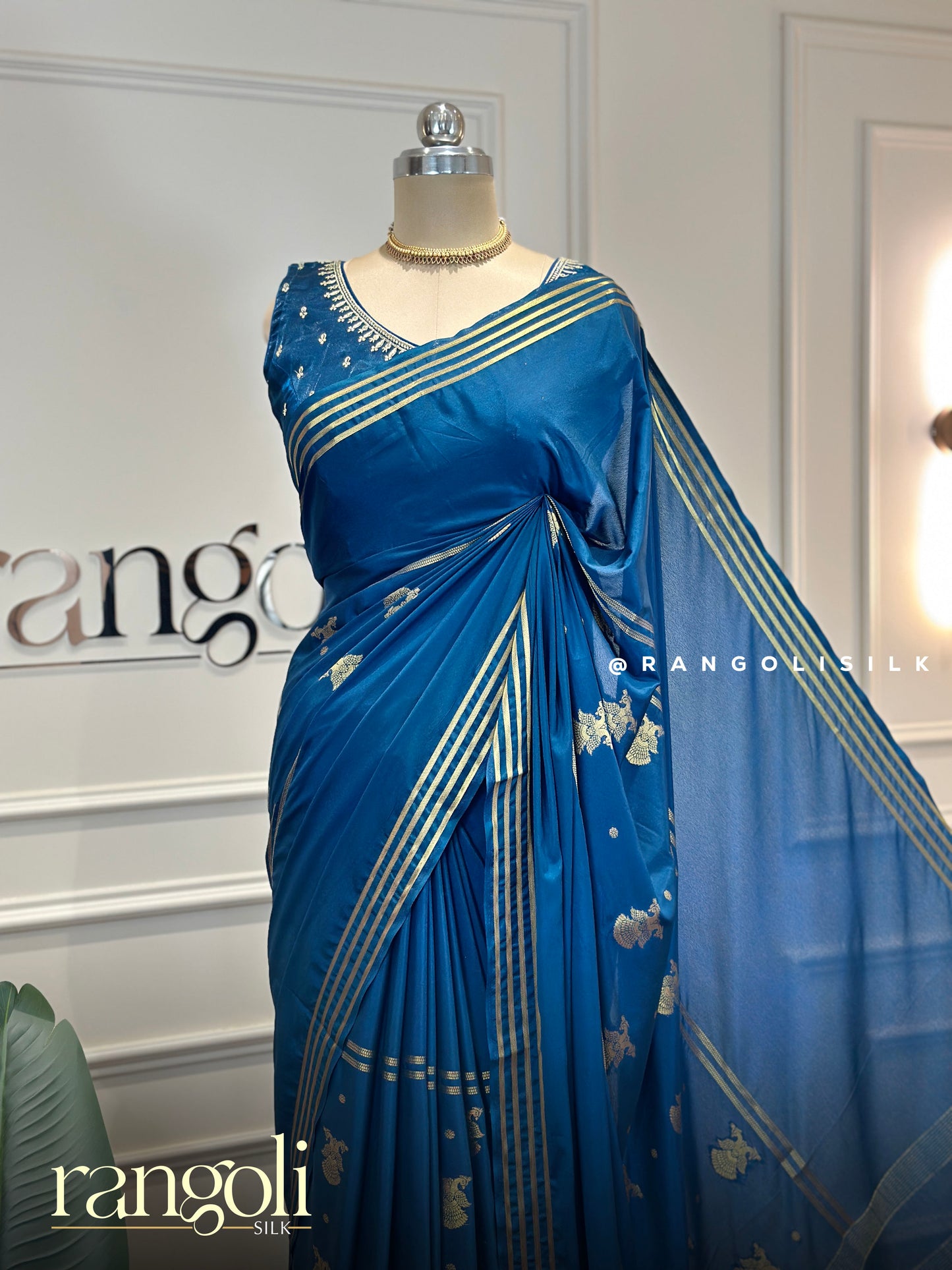 Semi Mysore Silk Crepe Saree with Gandaberunda Buttas - Post 846