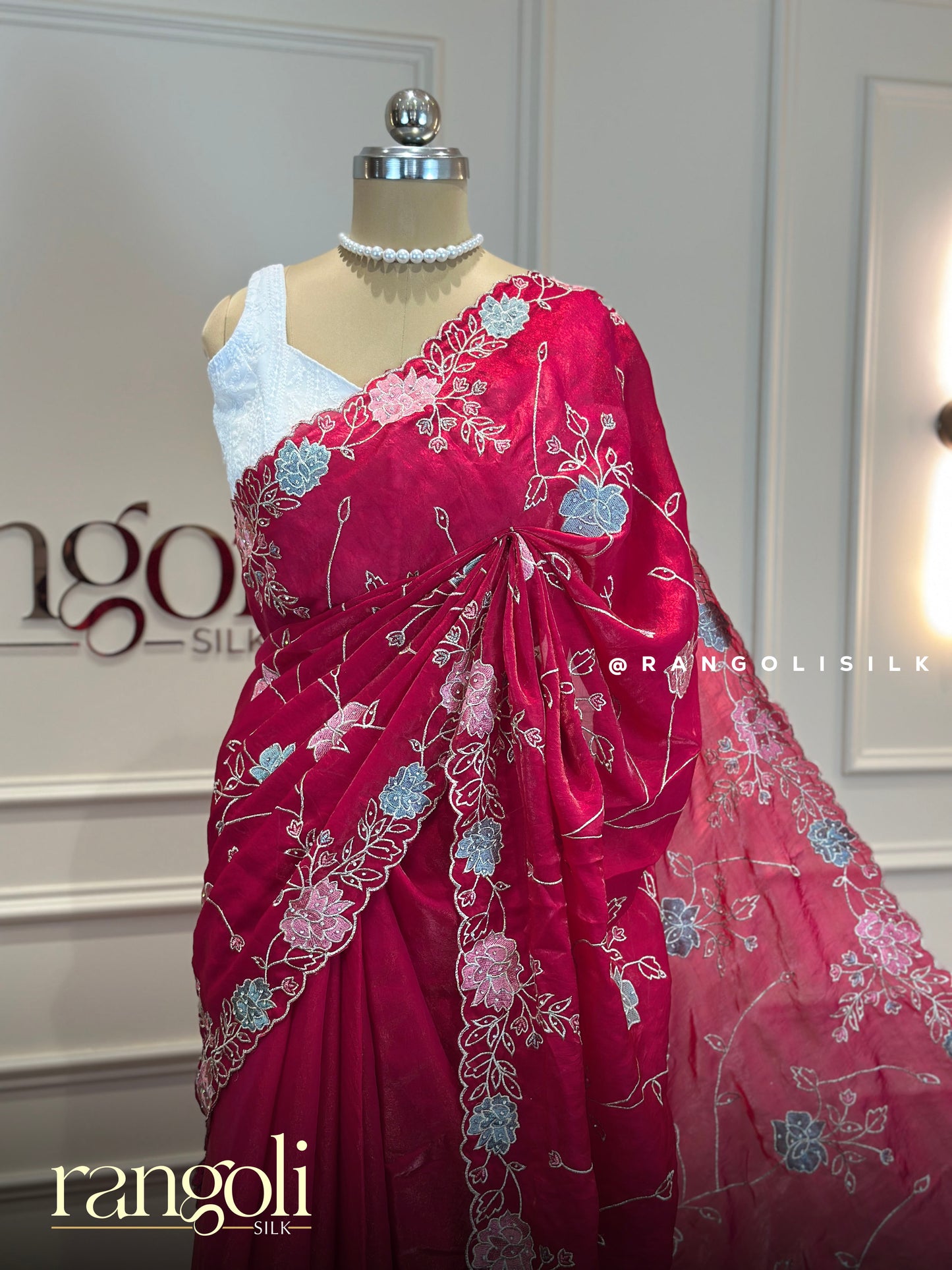 Floral Embroidered Fancy Designer Sarees - Post 736