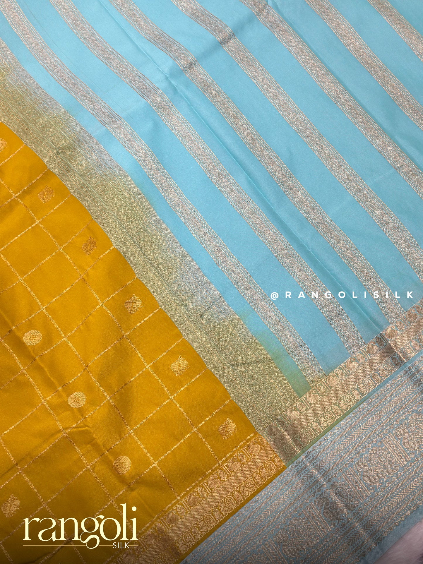 Semi Kanjivaram Silk Saree with Zari Border & Traditional Buttas - Post 973