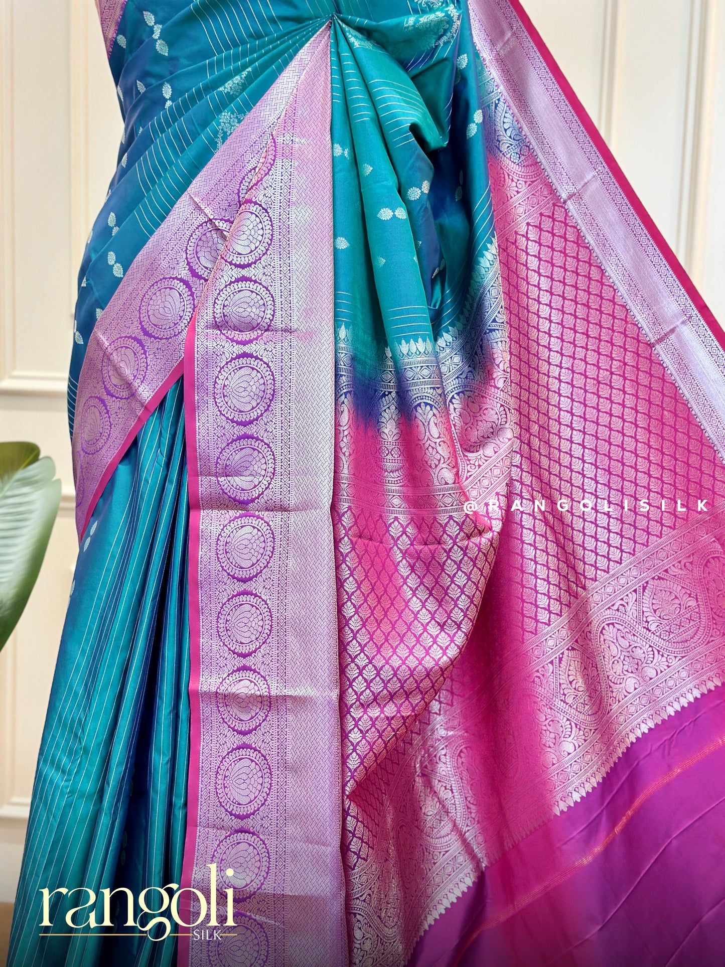Traditional Semi Kanjivaram Silk Saree – Contrast Borders & Zari Work - Post 563