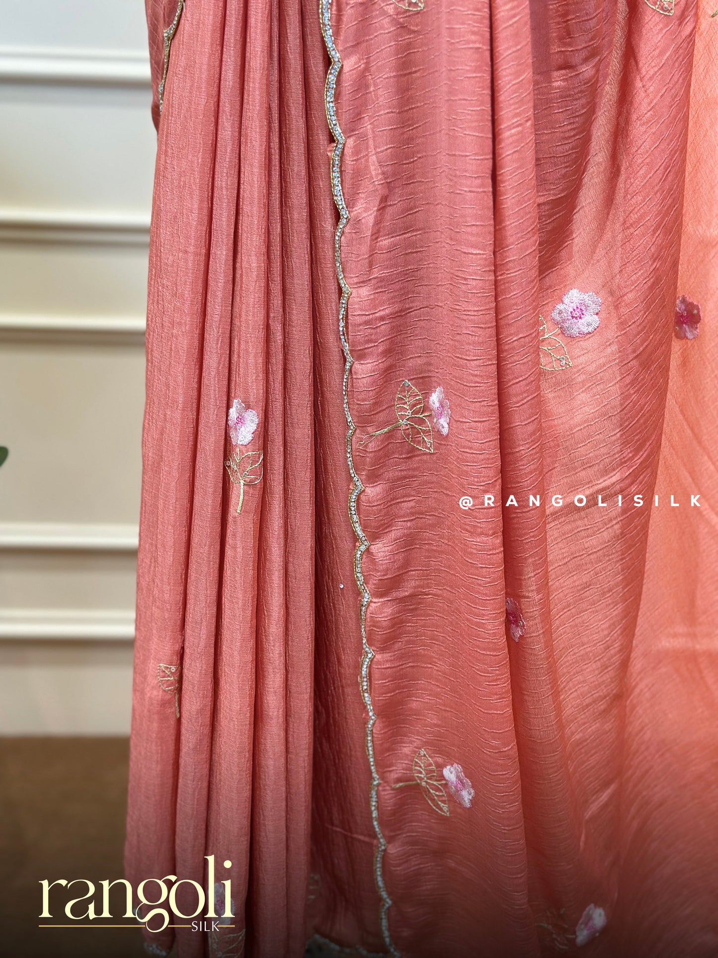 Soft Chiffon Designer Saree with Floral Embroidery - Post 860