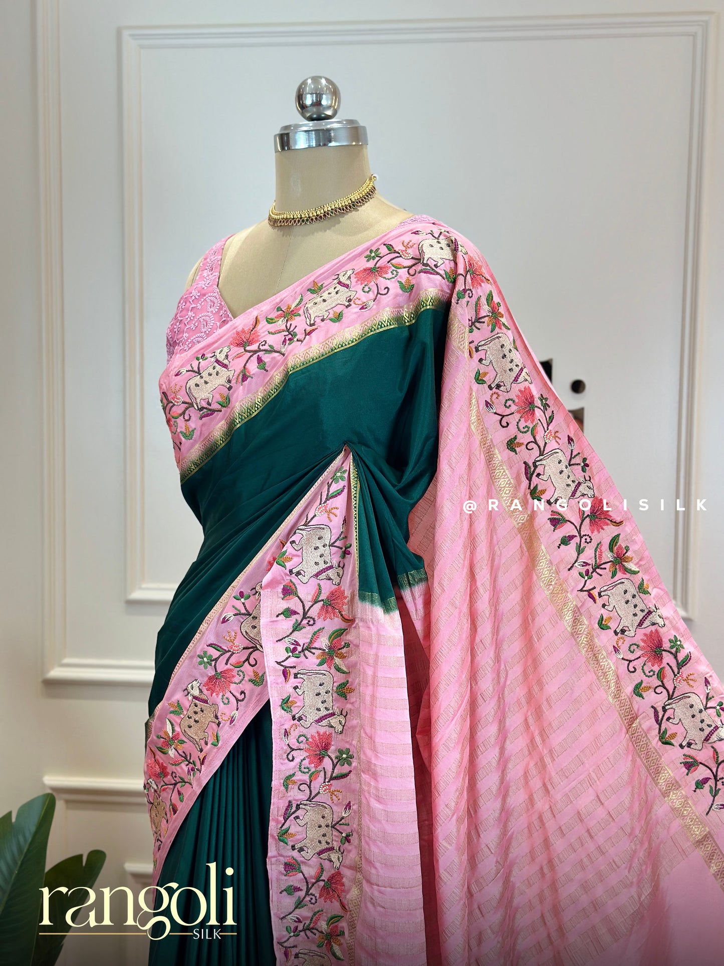 Semi Mysore Silk Crepe Saree with Pichwai Embroidery - Post 663