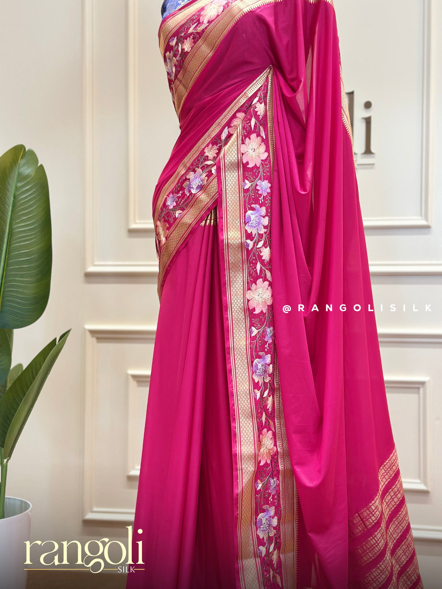 Semi Mysore Silk Saree in Rich Hues with Intricate Floral Borders - Post 451
