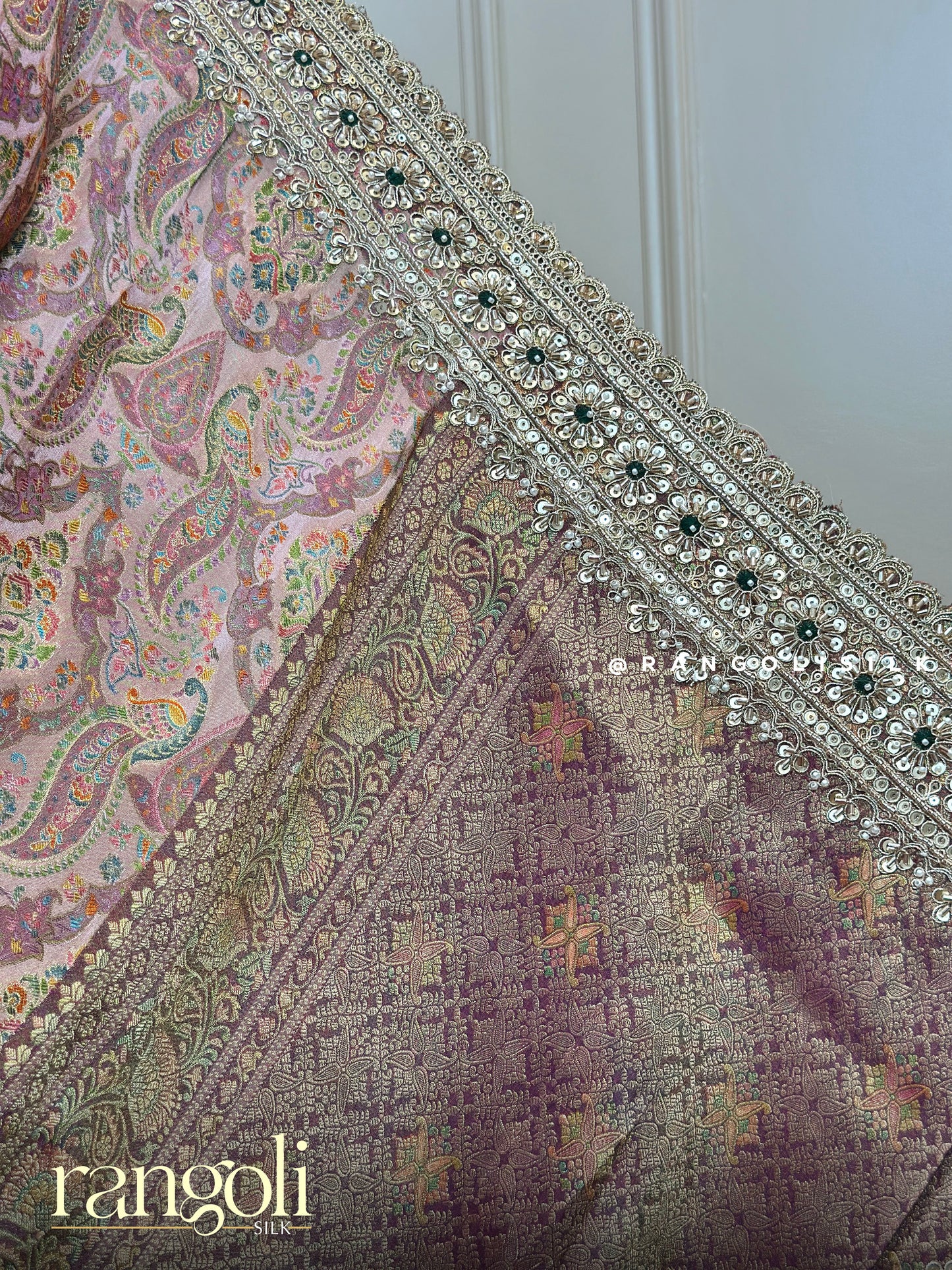 Pastel Banarasi Silk Saree with Intricate Floral & Paisley Weaves - Post 695