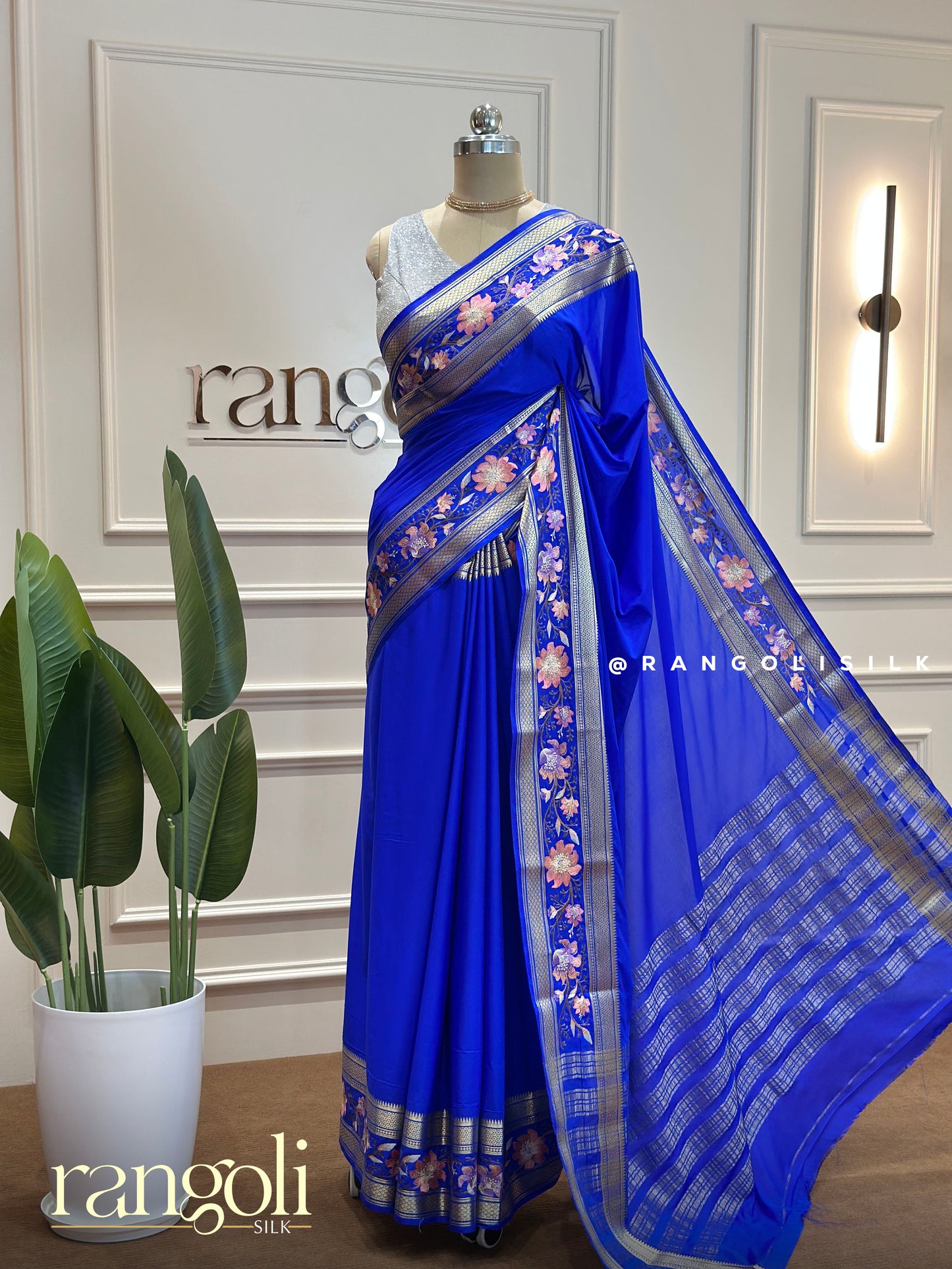 Semi Mysore Silk Saree in Rich Hues with Intricate Floral Borders - Post 451