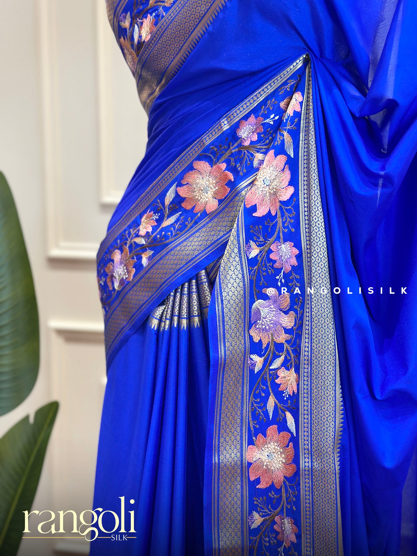 Semi Mysore Silk Saree in Rich Hues with Intricate Floral Borders - Post 451