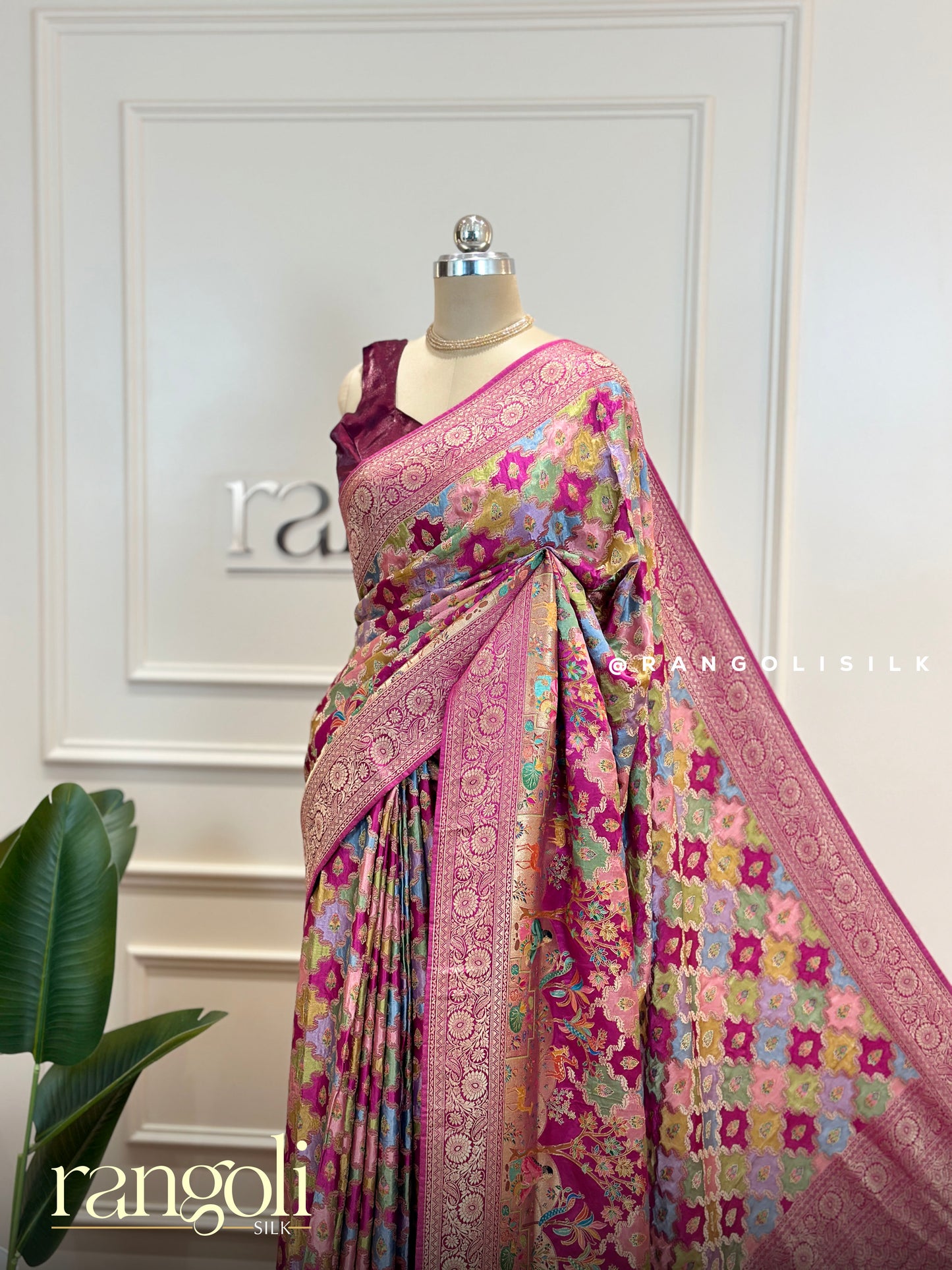 Banarasi Silk Saree in Rich Magenta with Intricate Zari Work - Post 566