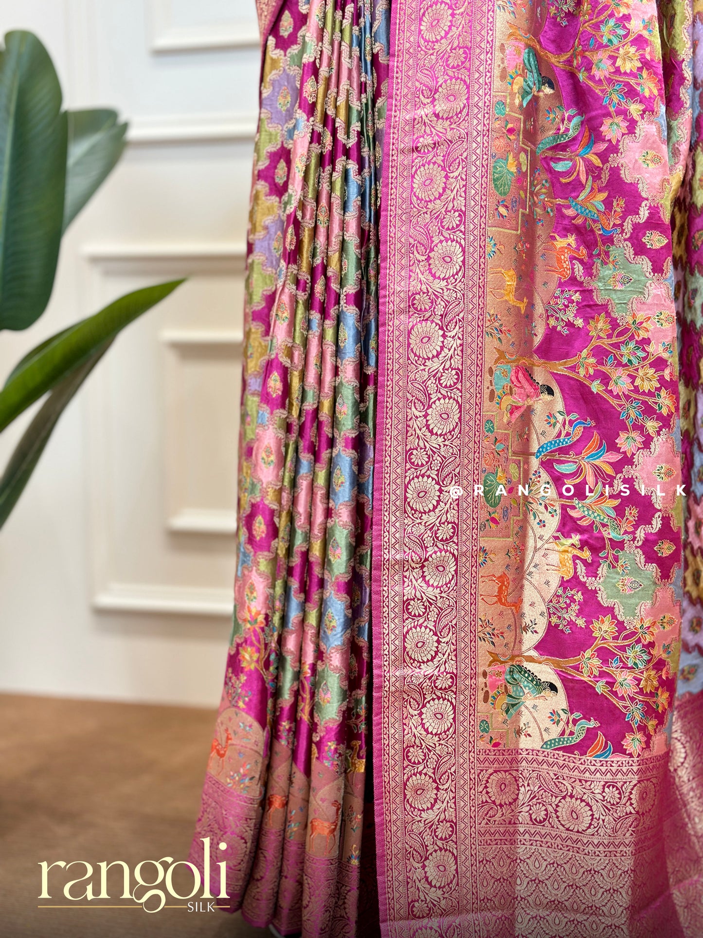 Banarasi Silk Saree in Rich Magenta with Intricate Zari Work - Post 566