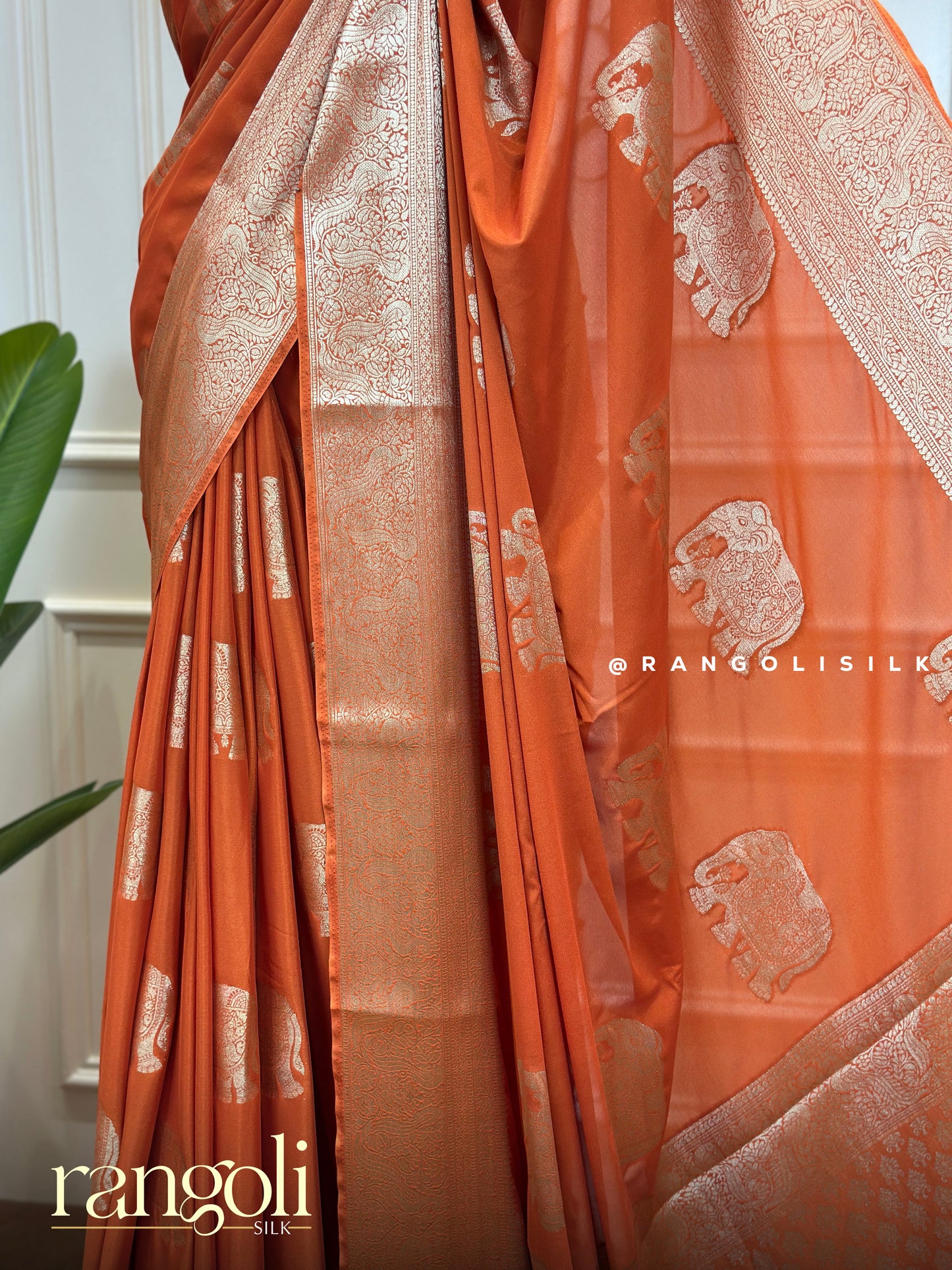 Semi Mysore Silk Saree with Gold Zari Motifs - Post 667