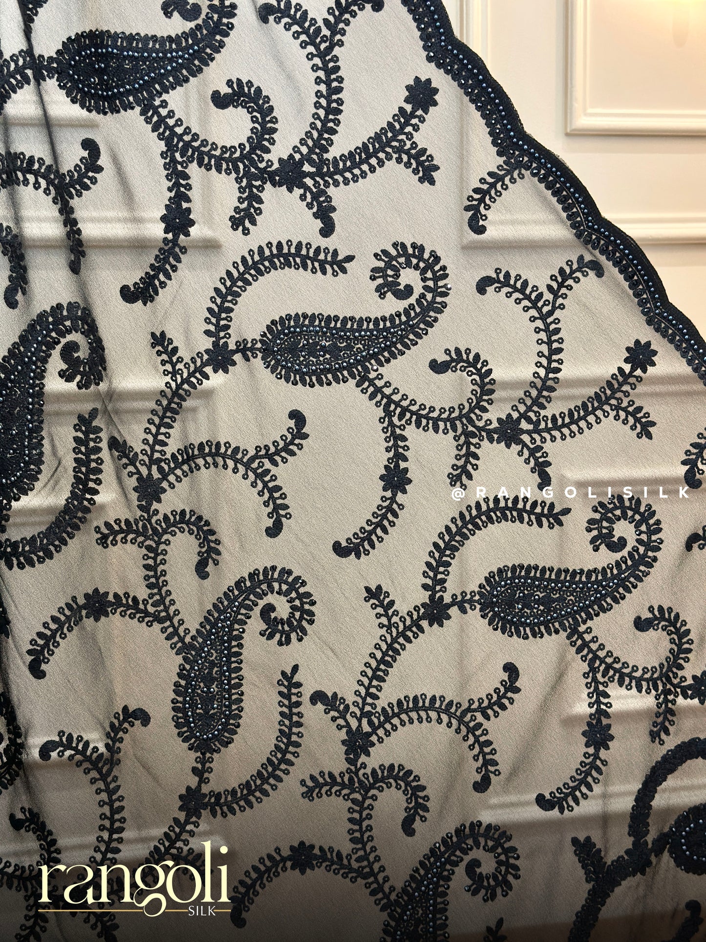 Elegant Black Chiffon Designer Saree - Post 741