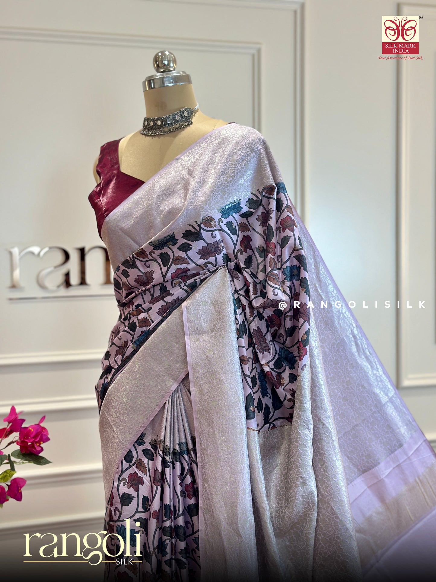 Pure Printed Kanjivaram Silk Saree with Zari & Floral Motifs – Post 458