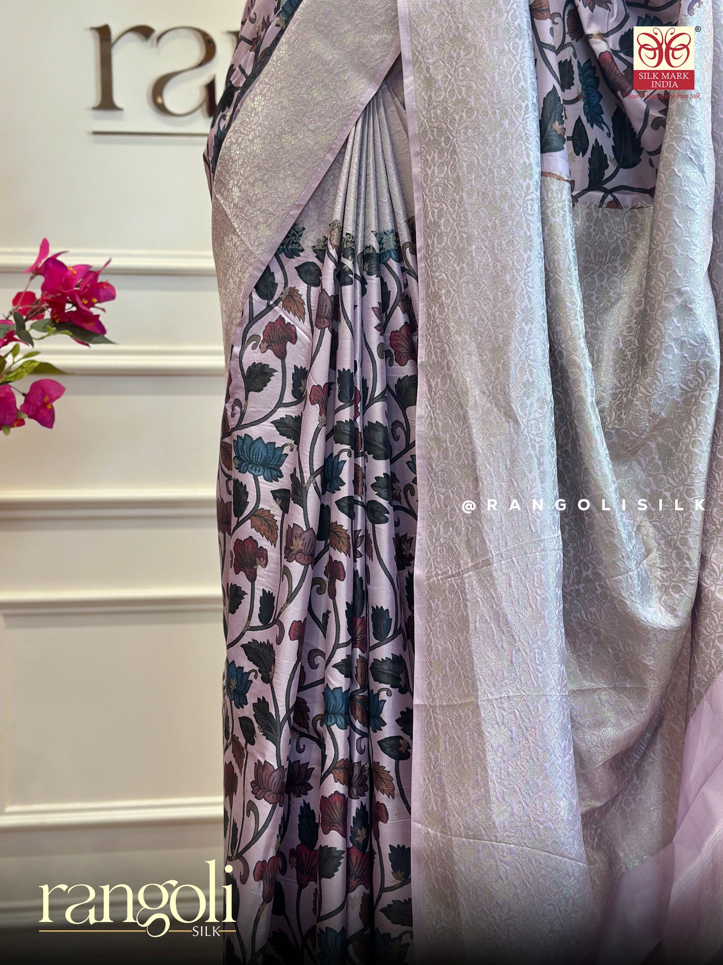 Pure Printed Kanjivaram Silk Saree with Zari & Floral Motifs – Post 458