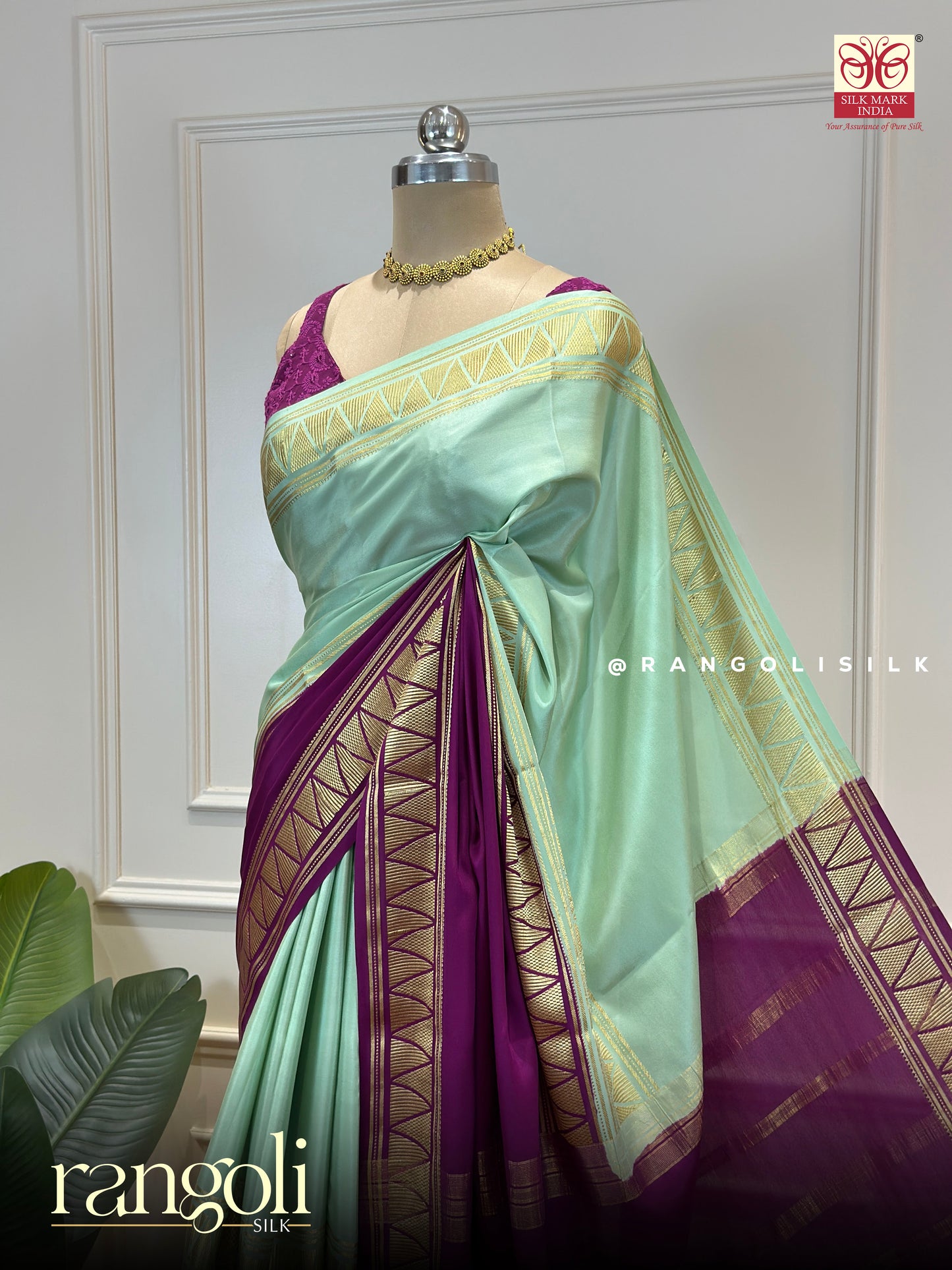 Pure Mysore Crepe Silk Saree with Half & Half Pattern & Zari Border - Post 861