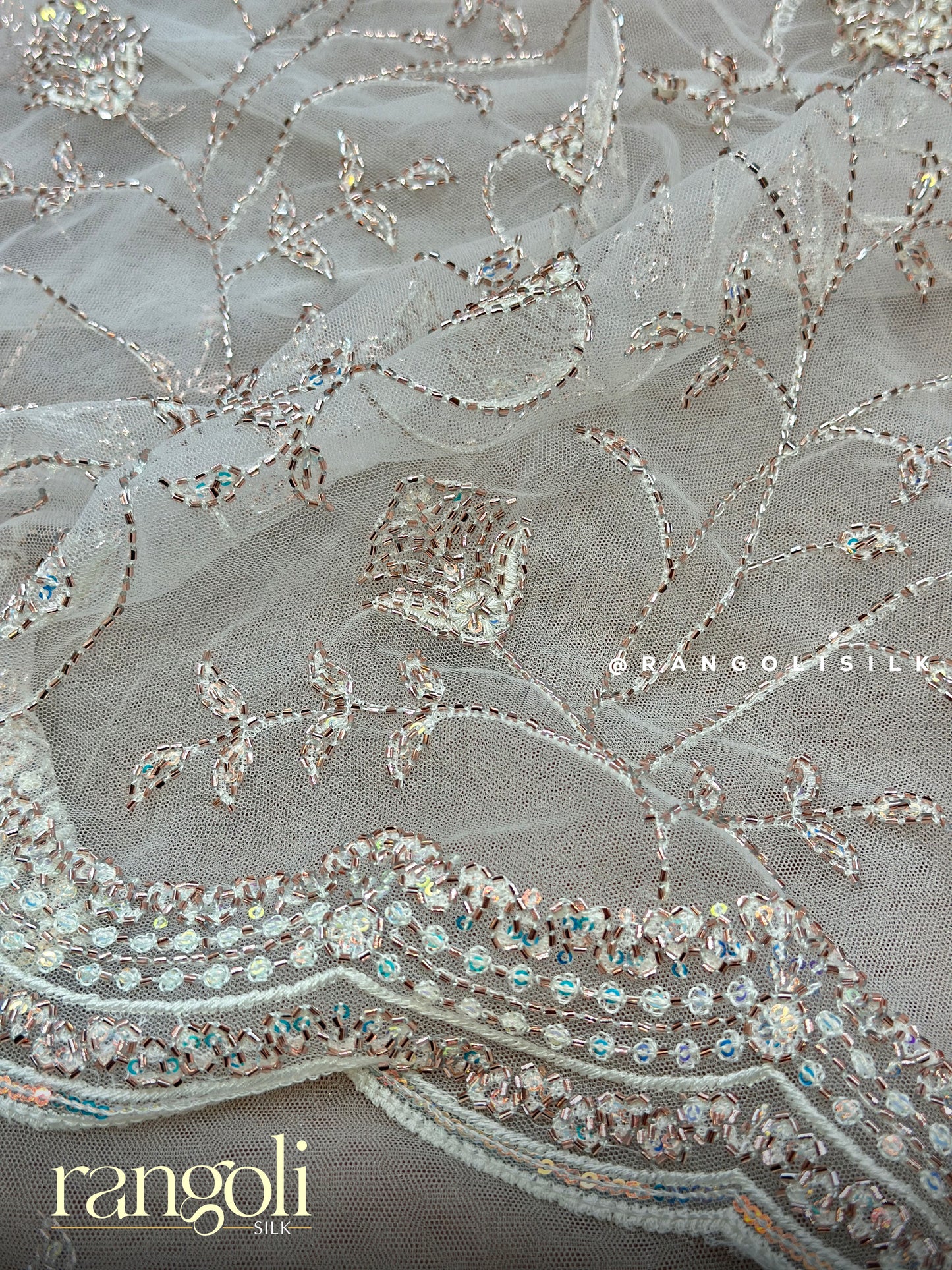 Designer Net Saree with Floral Embroidery - Post 707