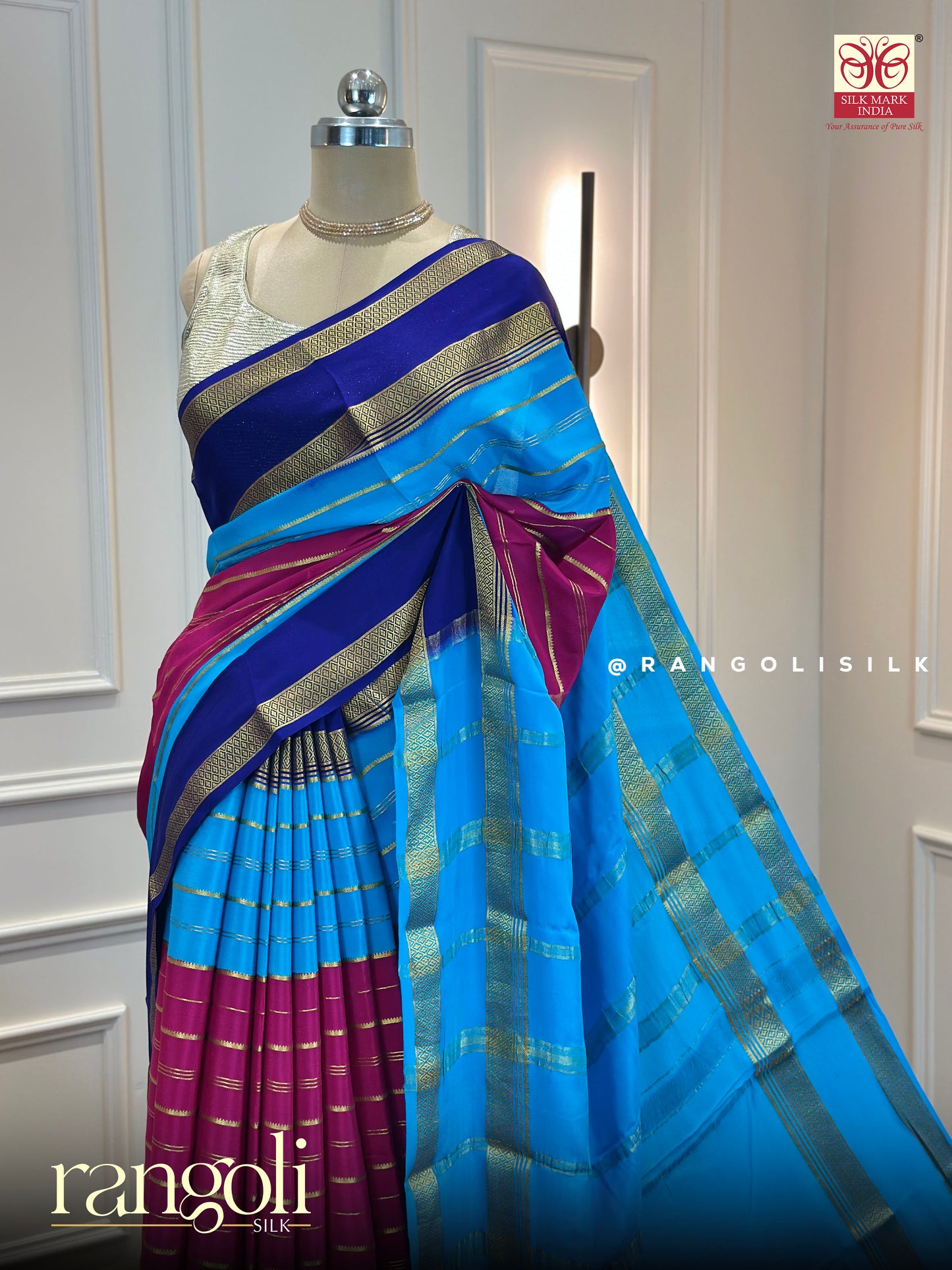 Pure Mysore Silk Saree with Elegant 3D Pattern - Post 652