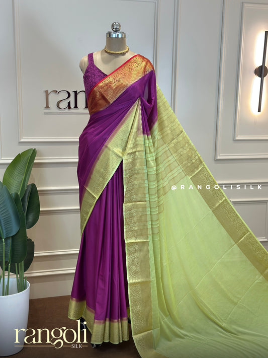 Elegant Semi Mysore Silk Saree with Lightweight Festive Drape - Post 659