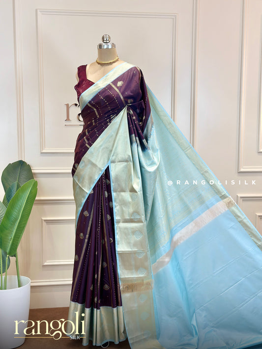 Semi Kanjivaram Silk Saree with Rich Borders and Traditional Motifs - Post 657