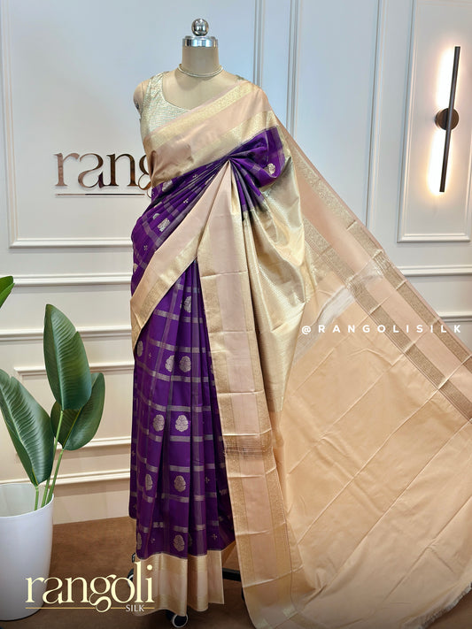 Traditional Semi Kanjivaram Silk Saree in Rich Colour Combinations - Post 700