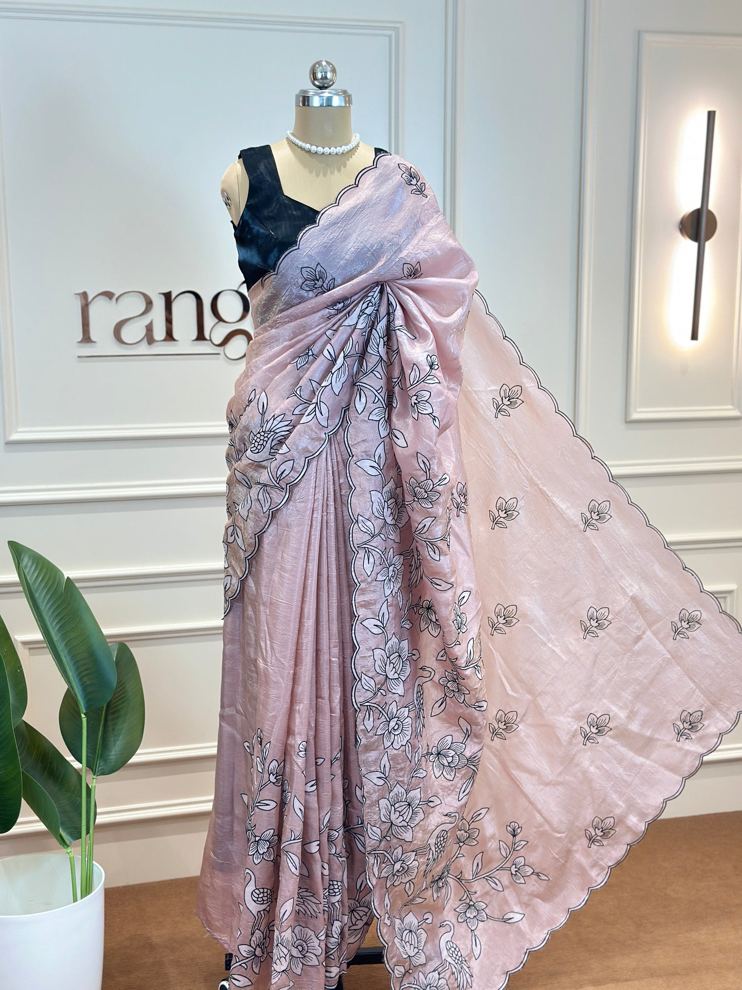 Pastel Blush Pink Designer  Saree with Elegant Border - Post 717