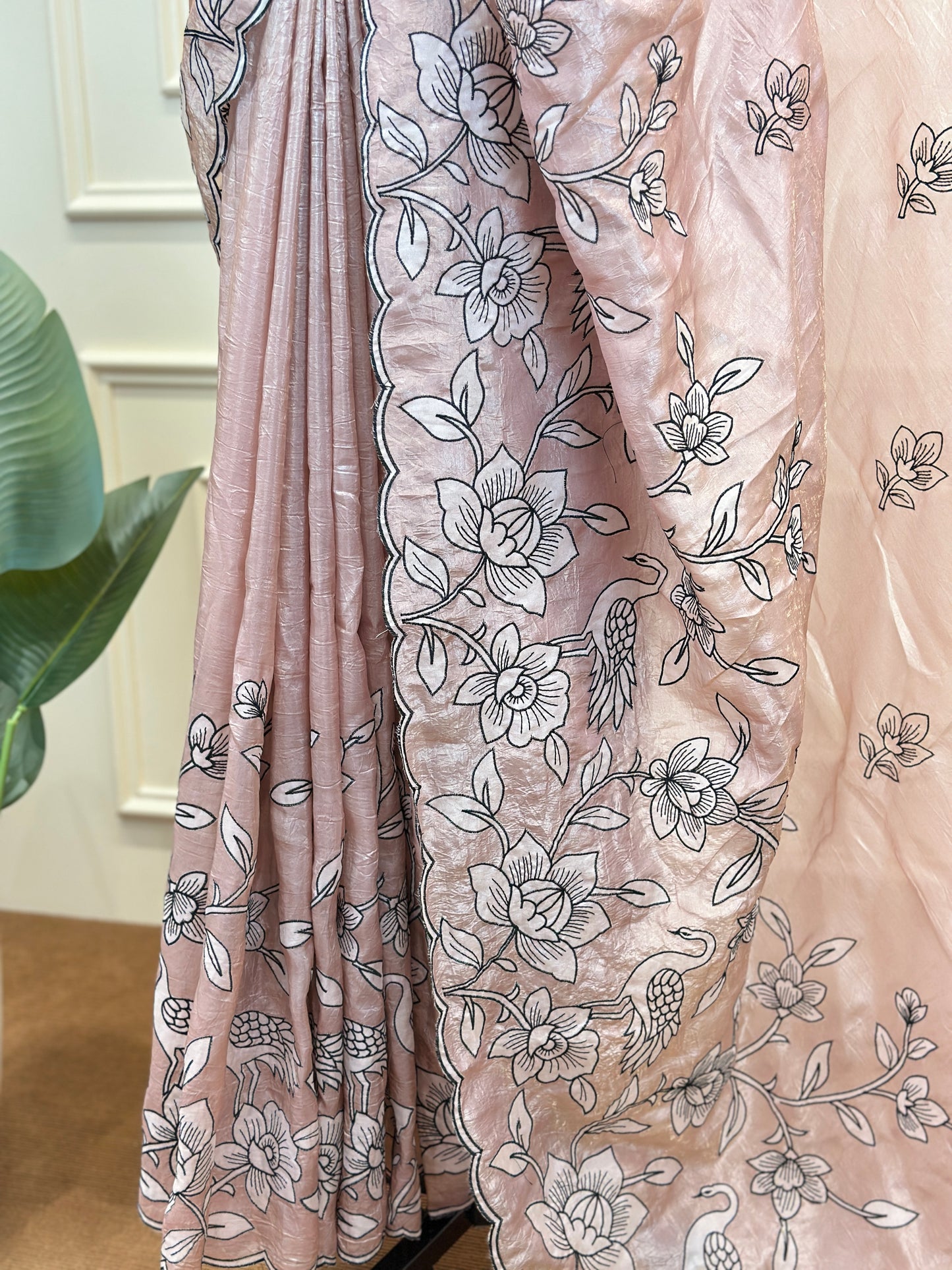 Pastel Blush Pink Designer  Saree with Elegant Border - Post 717