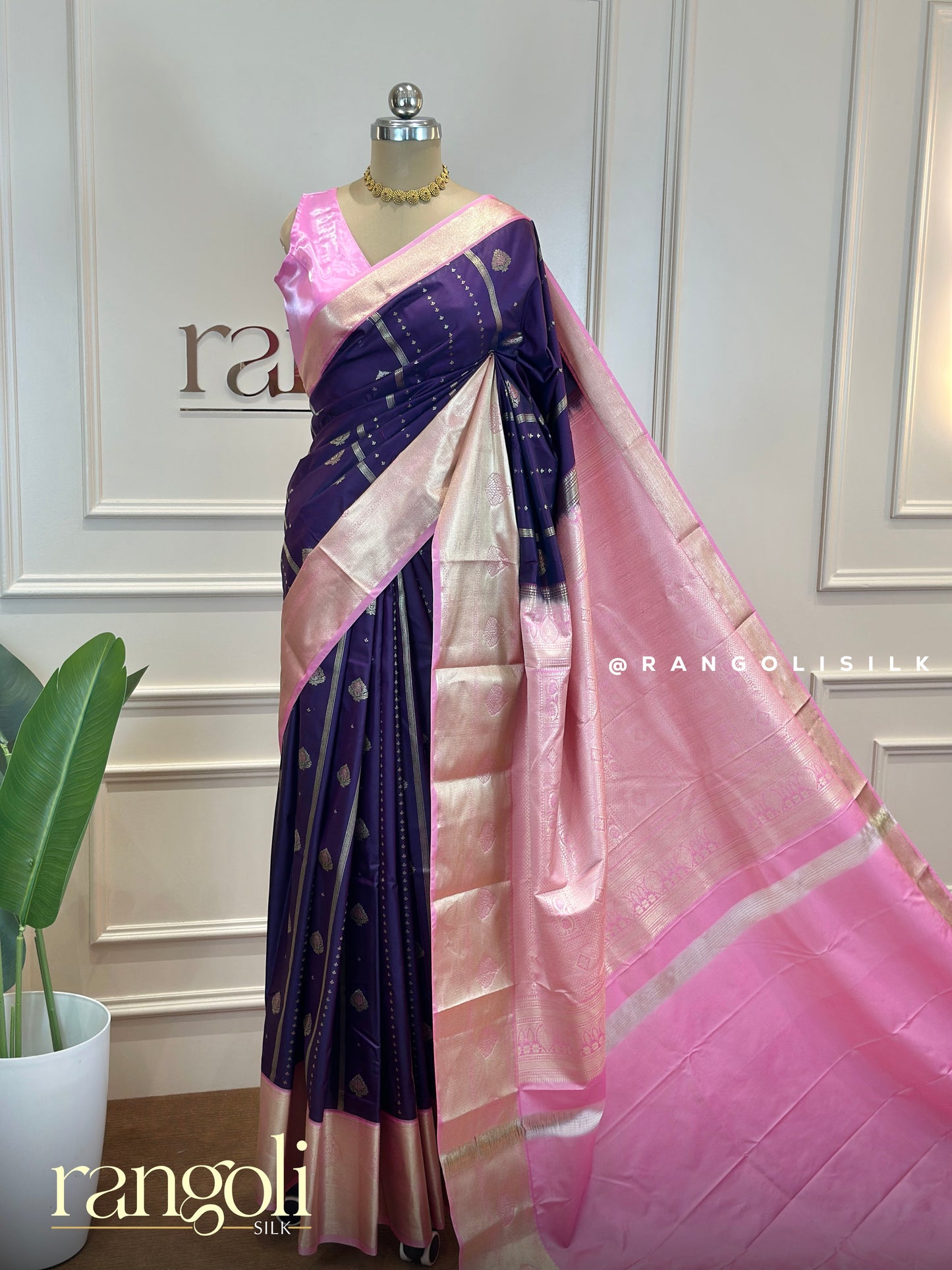 Semi Kanjivaram Silk Saree with Rich Borders and Traditional Motifs - Post 657