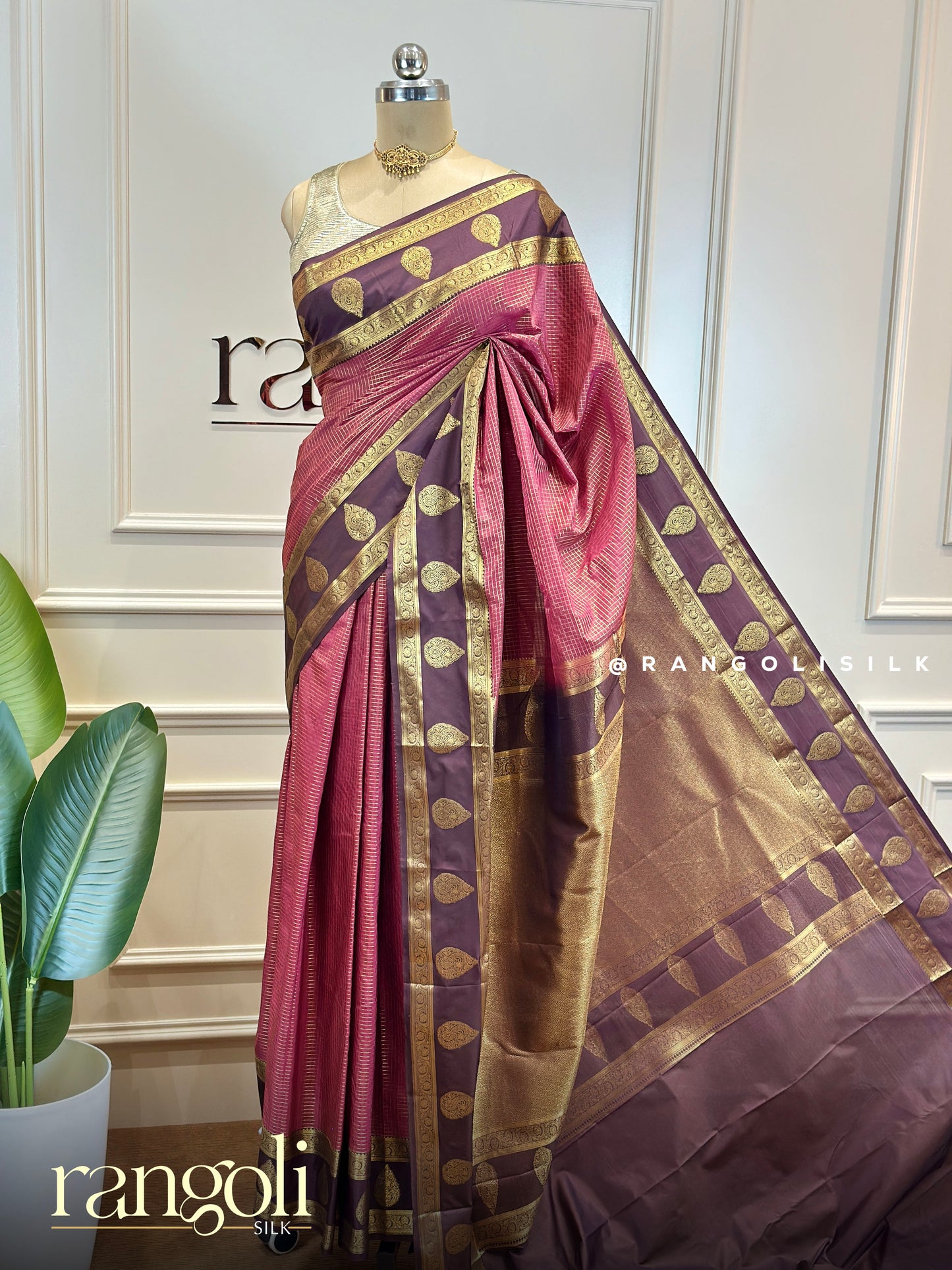 Elegant Semi Kanjivaram Silk Saree with Classic Zari Work and Jewel Tones - Post 748