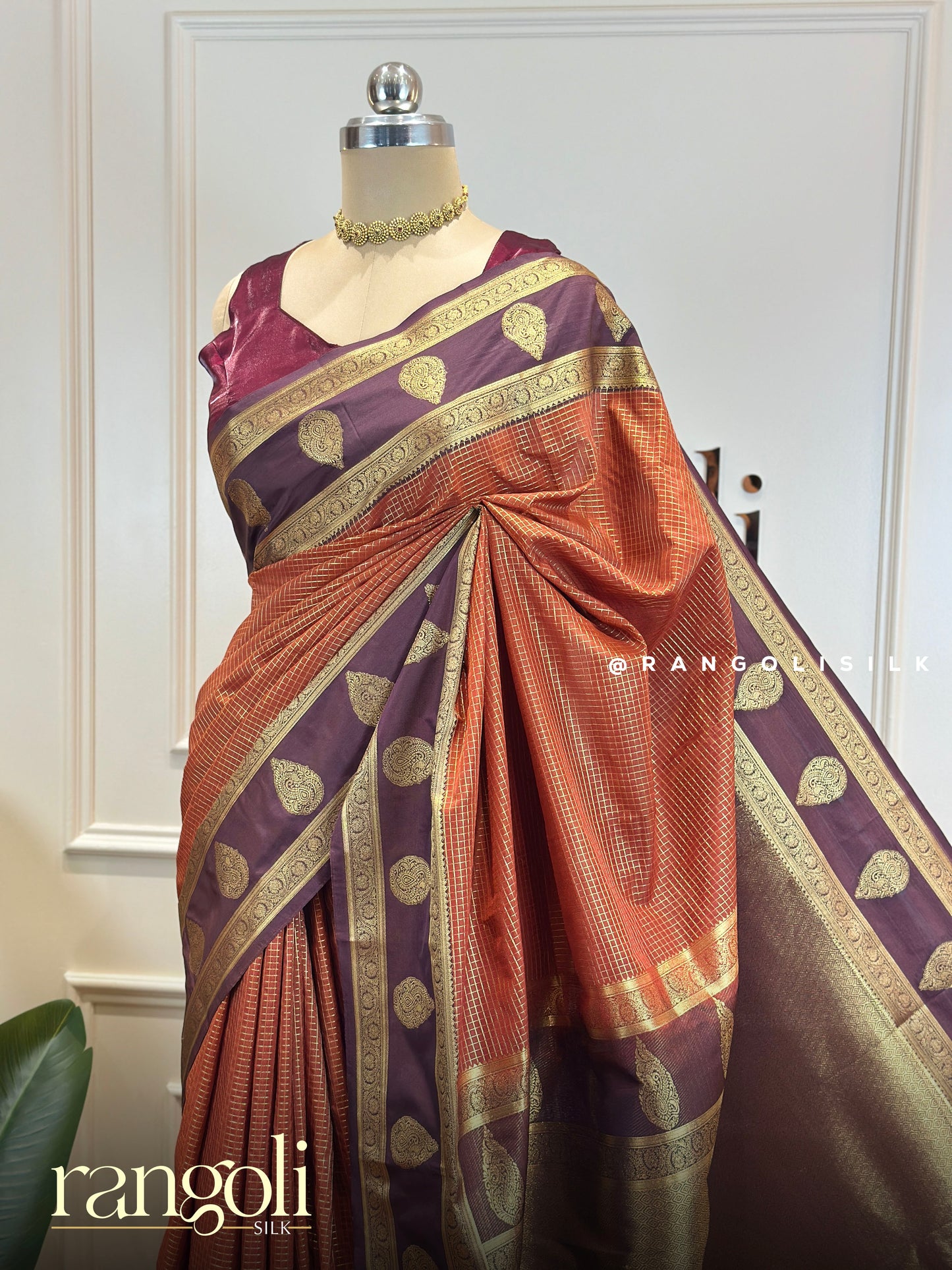 Elegant Semi Kanjivaram Silk Saree with Classic Zari Work and Jewel Tones - Post 748
