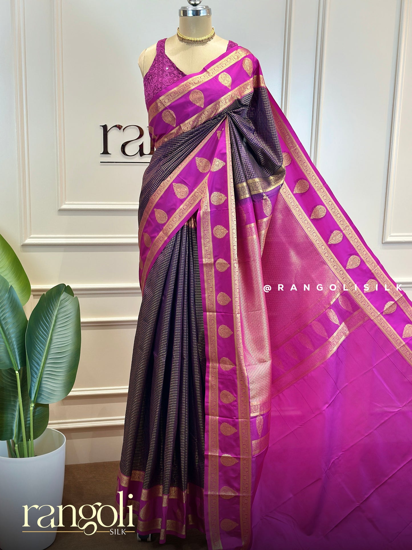 Elegant Semi Kanjivaram Silk Saree with Classic Zari Work and Jewel Tones - Post 748