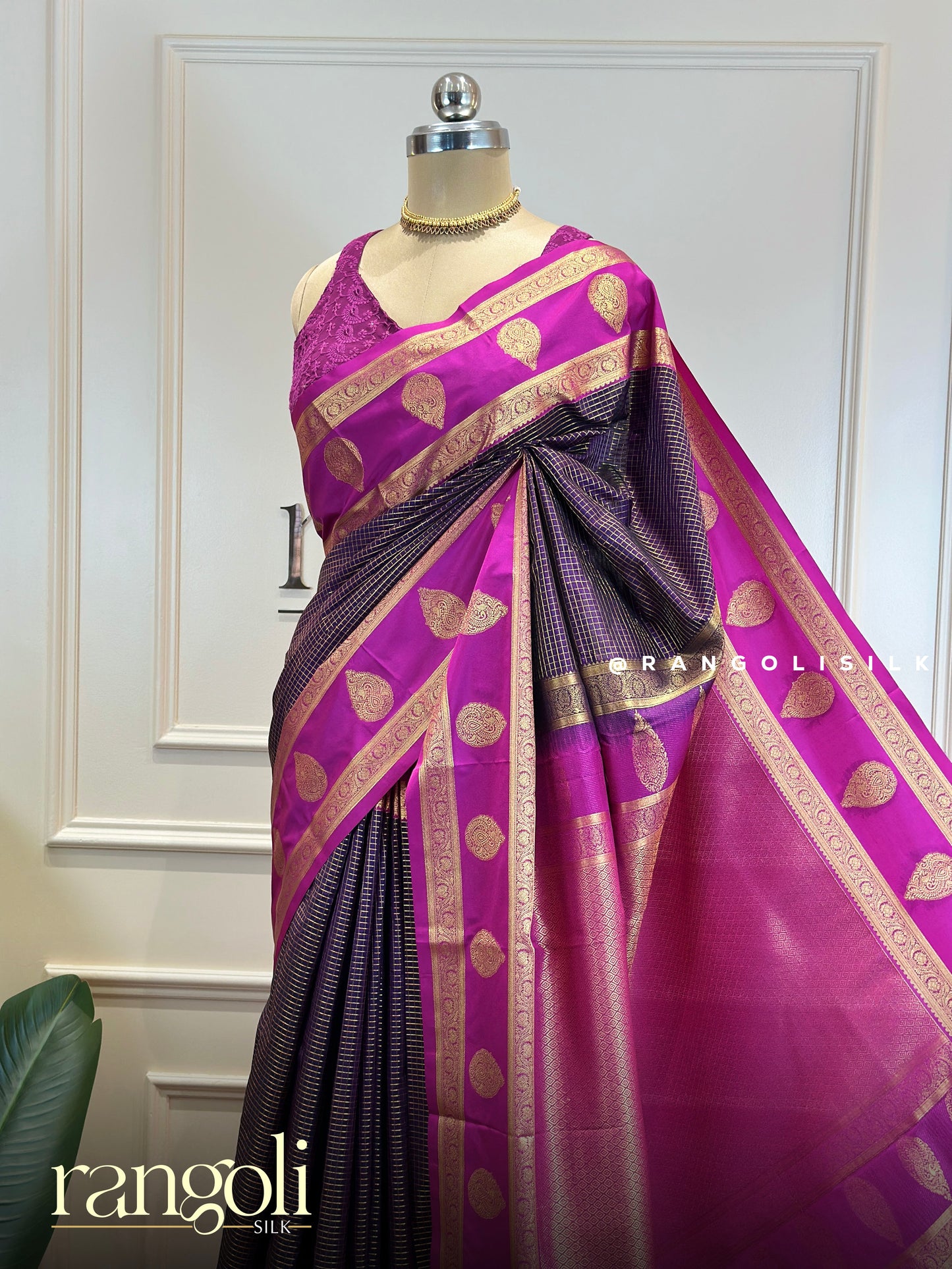 Elegant Semi Kanjivaram Silk Saree with Classic Zari Work and Jewel Tones - Post 748