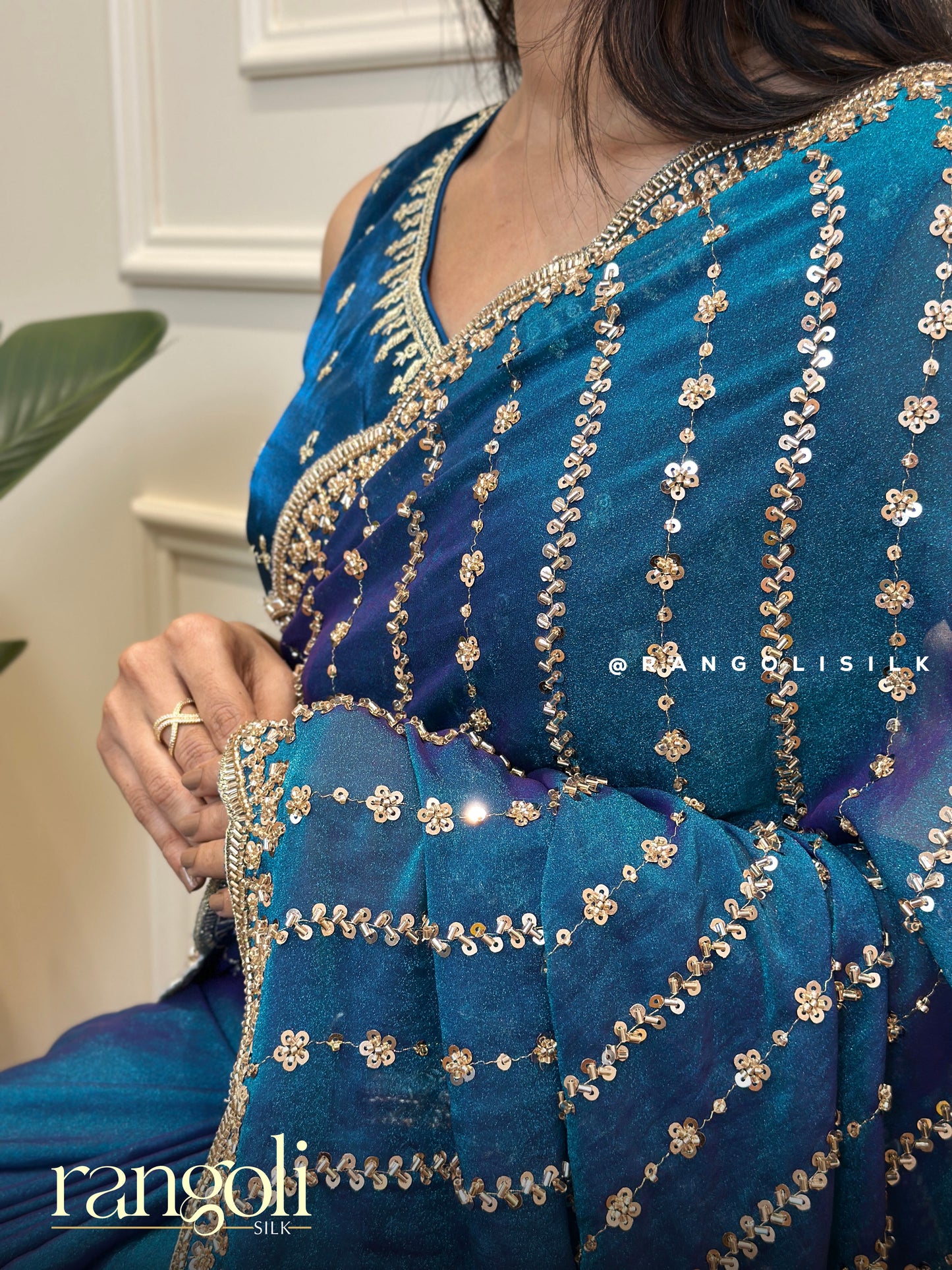 Elegant Saree with Subtle Sequin & Rhinestone Work - Post 686