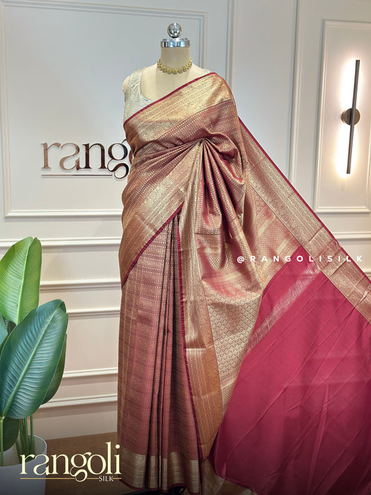Semi Kanjivaram Silk Saree with Rich Brocade & Zari Border - Post 753