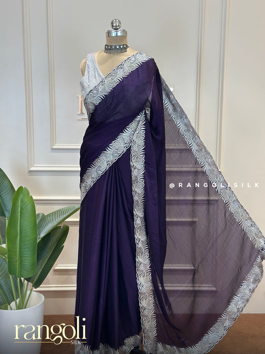 Designer Partywear Sarees – Rich Tones & Silver Borders for Effortless Elegance - Post 577