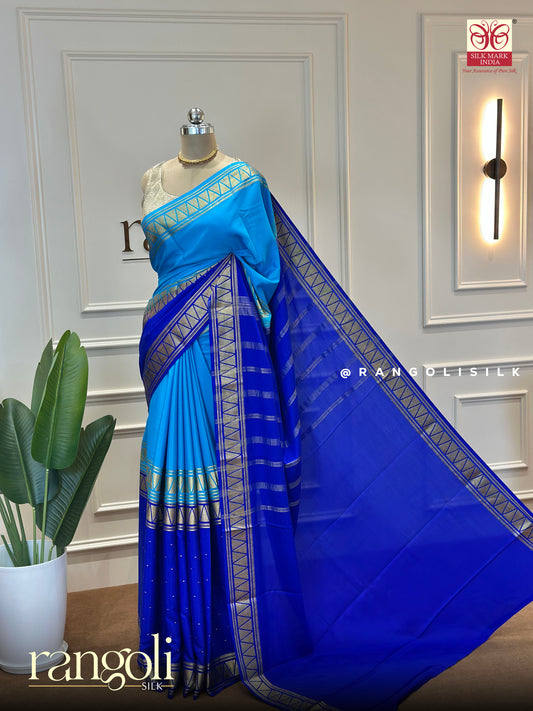 Pure Crepe Silk Saree in Dual Tone Shades with Zari Borders - Post 463