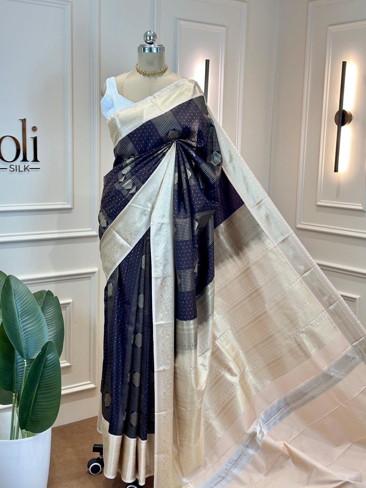 Elegant Semi Kanjivaram Silk Saree in Deep Tones - Post 756