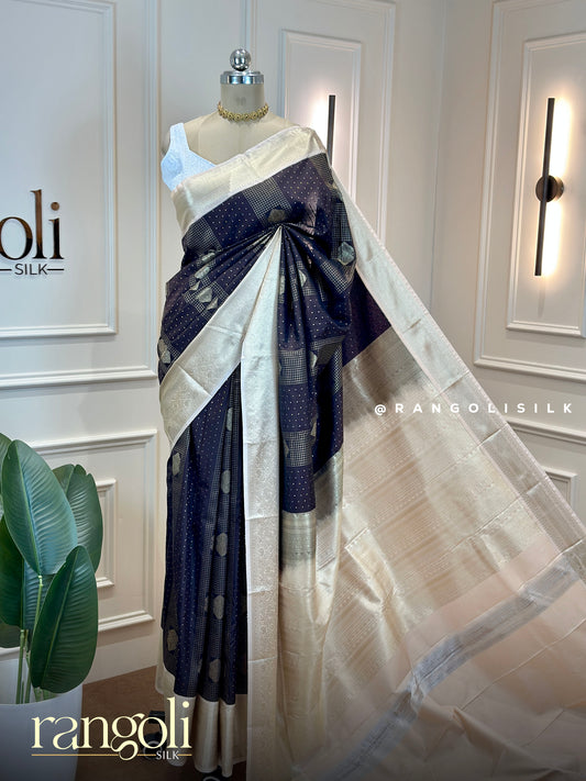 Elegant Semi Kanjivaram Silk Saree in Deep Tones - Post 756