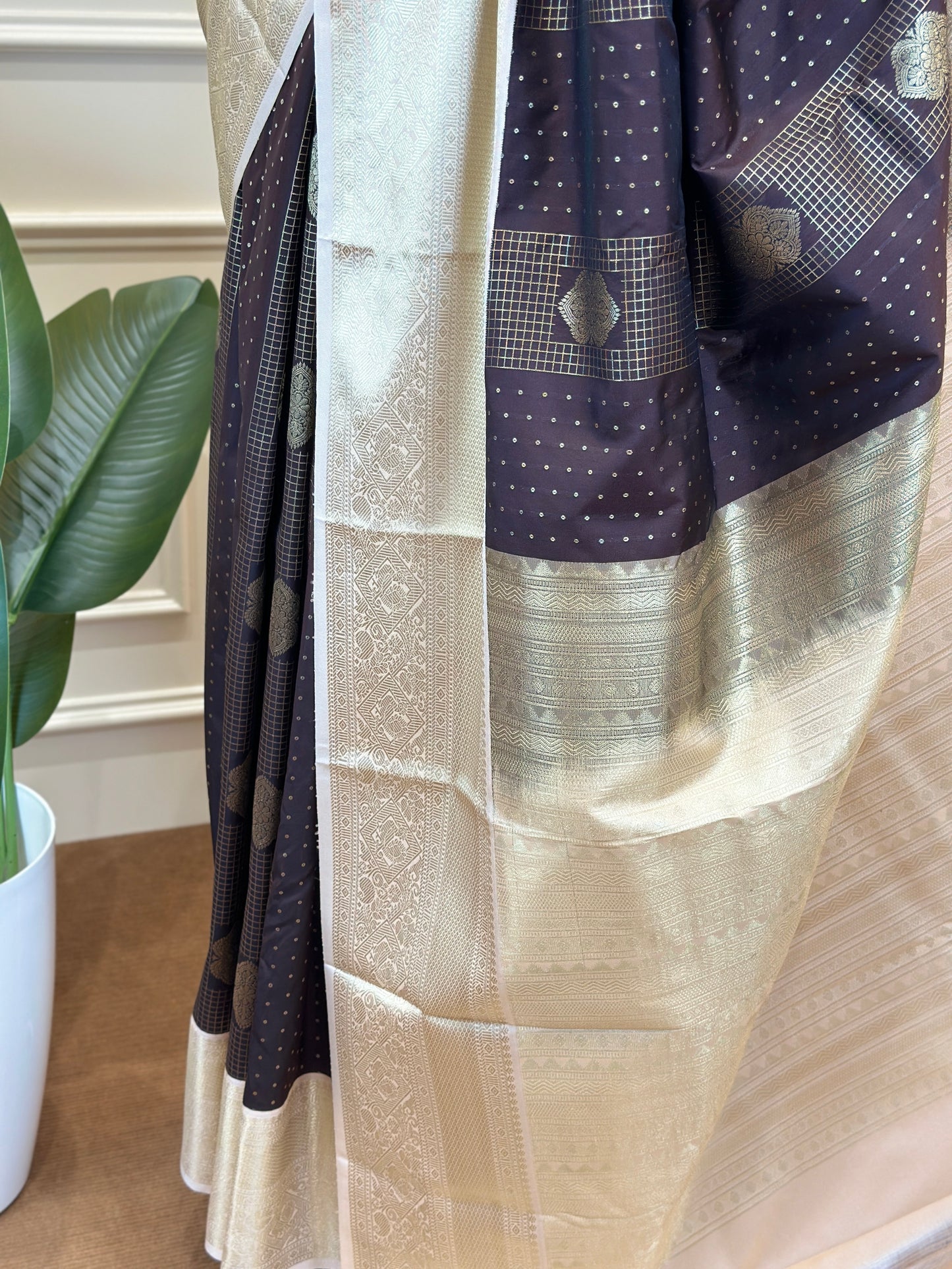 Elegant Semi Kanjivaram Silk Saree in Deep Tones - Post 756