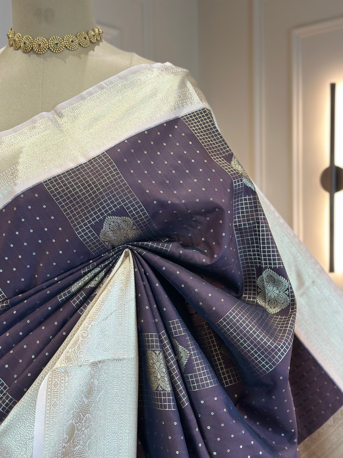 Elegant Semi Kanjivaram Silk Saree in Deep Tones - Post 756