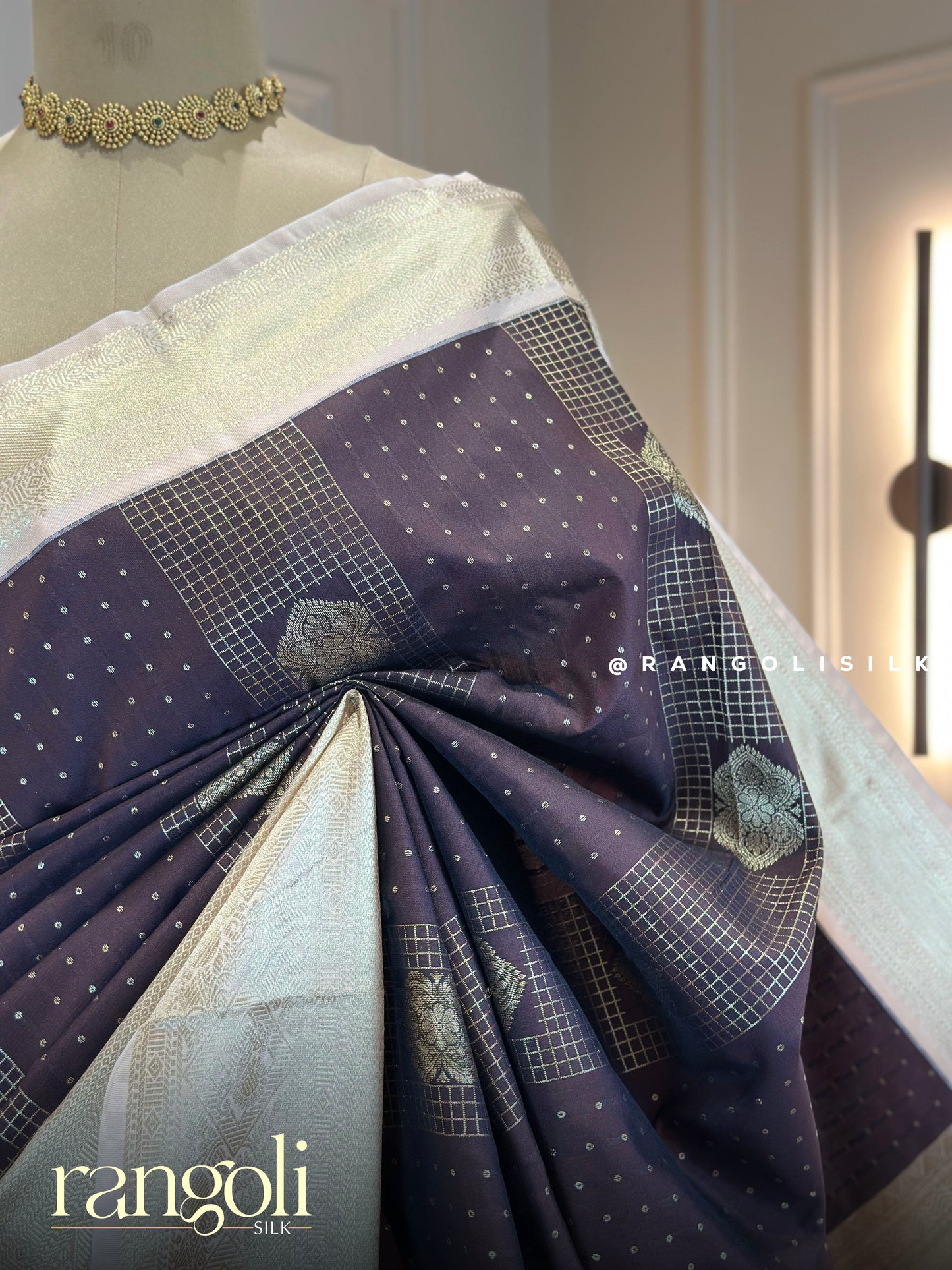 Elegant Semi Kanjivaram Silk Saree in Deep Tones - Post 756