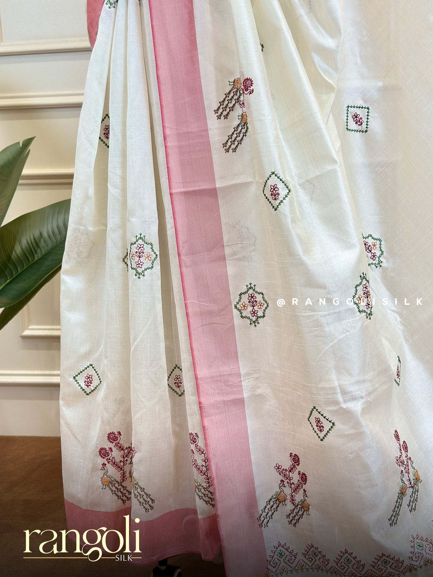 Soft Raw Silk Saree with Pastel Accents - Post 755