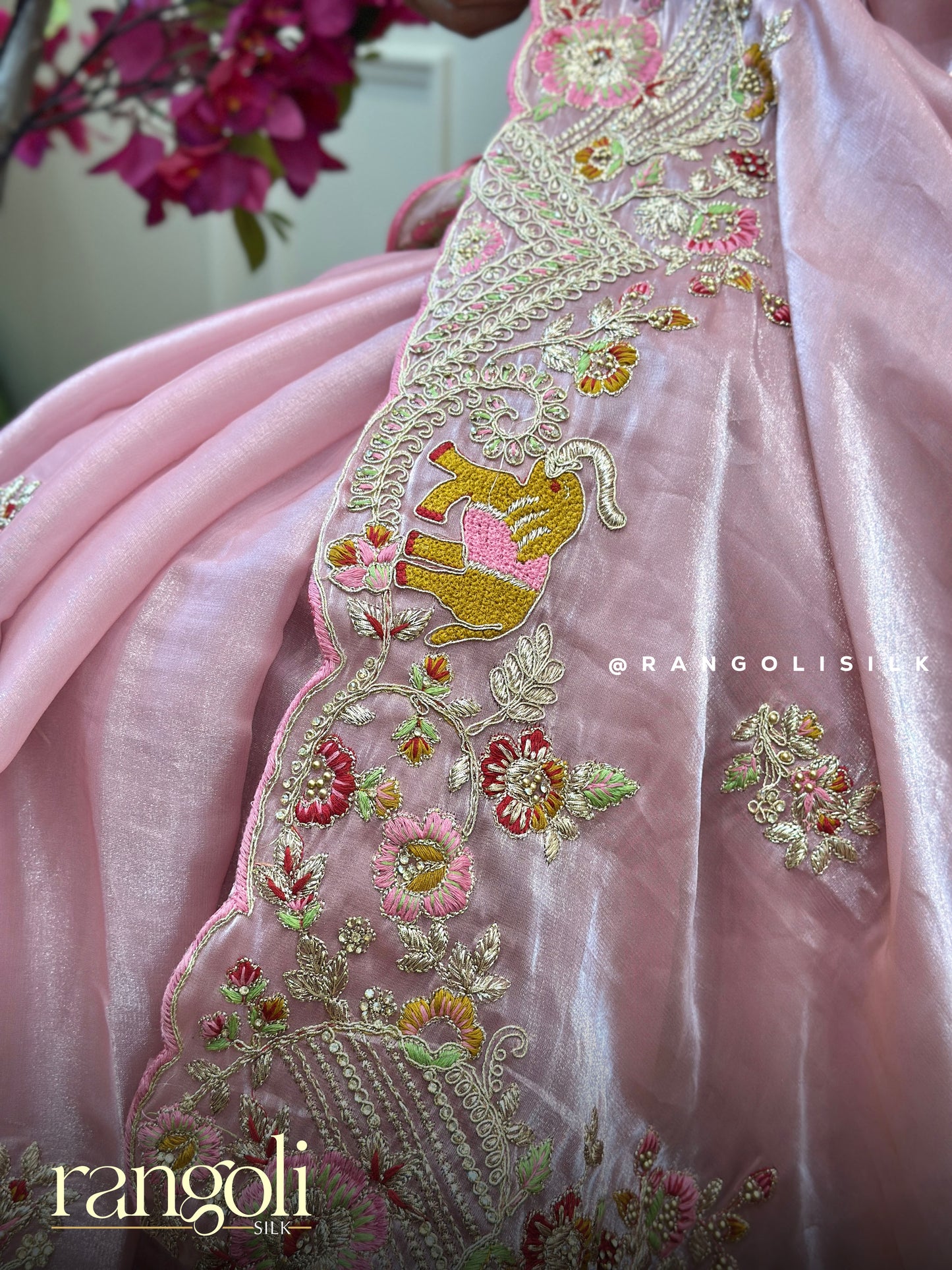 Blush Pink Designer Saree with Floral Embroidery - Post  761