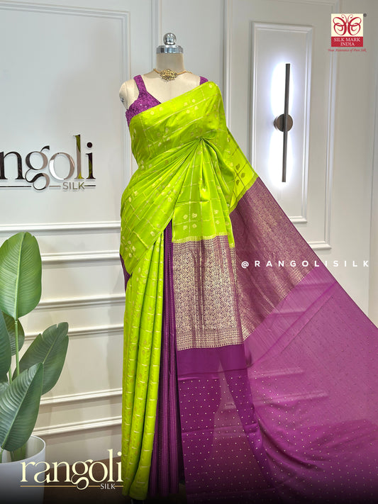 Pure Mysore Crepe Silk Patli Pallu Saree - Silk mark Certified - Post 997