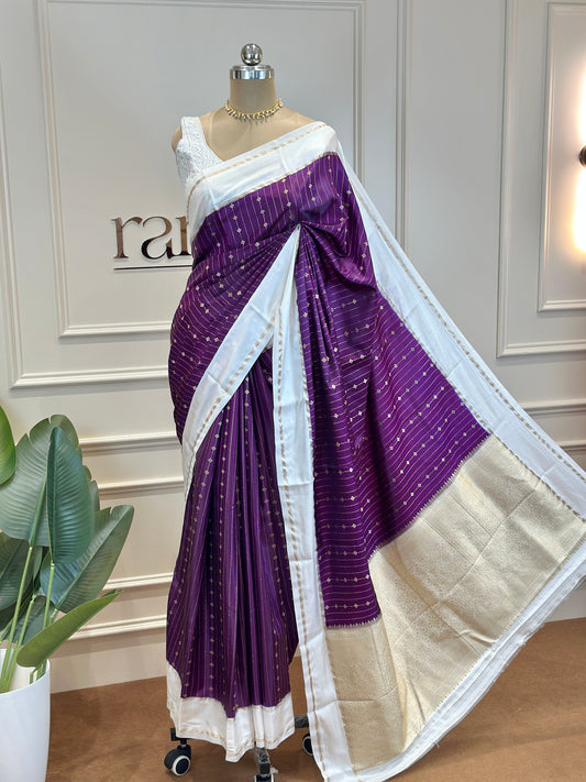 Regal Banarasi Saree with Classic Zari Border - Post 757