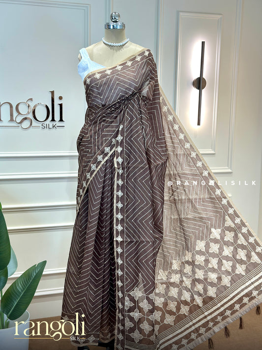 Geometric Thread Work Mix Cotton Sarees with Floral Borders - Post 1000